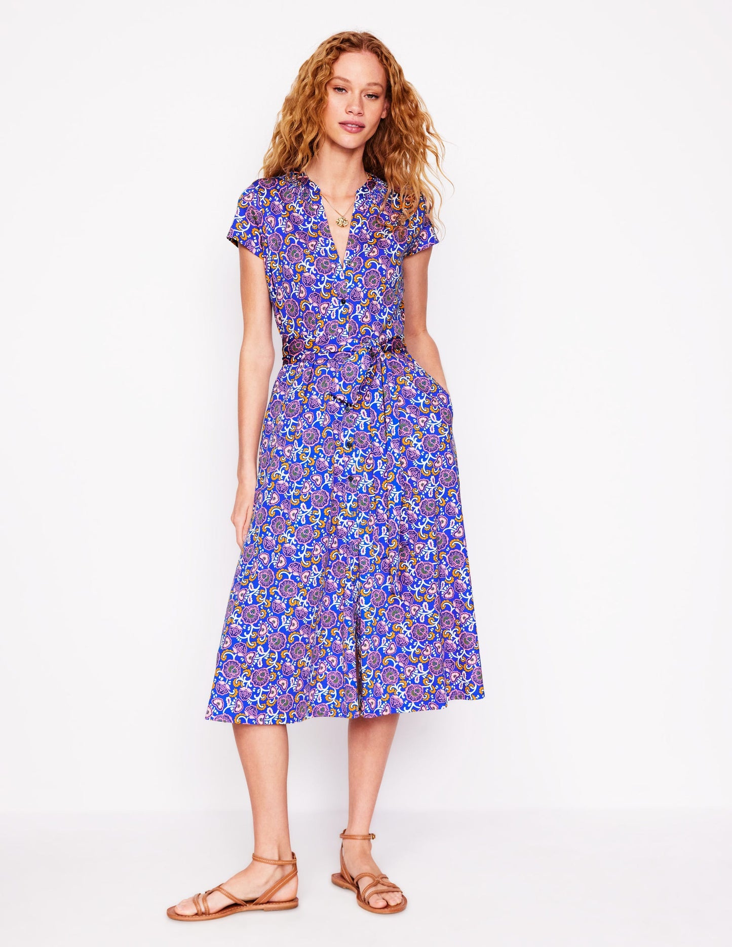 Robe-chemise Sara en jersey-Bleu galerie, motif Garden Vine