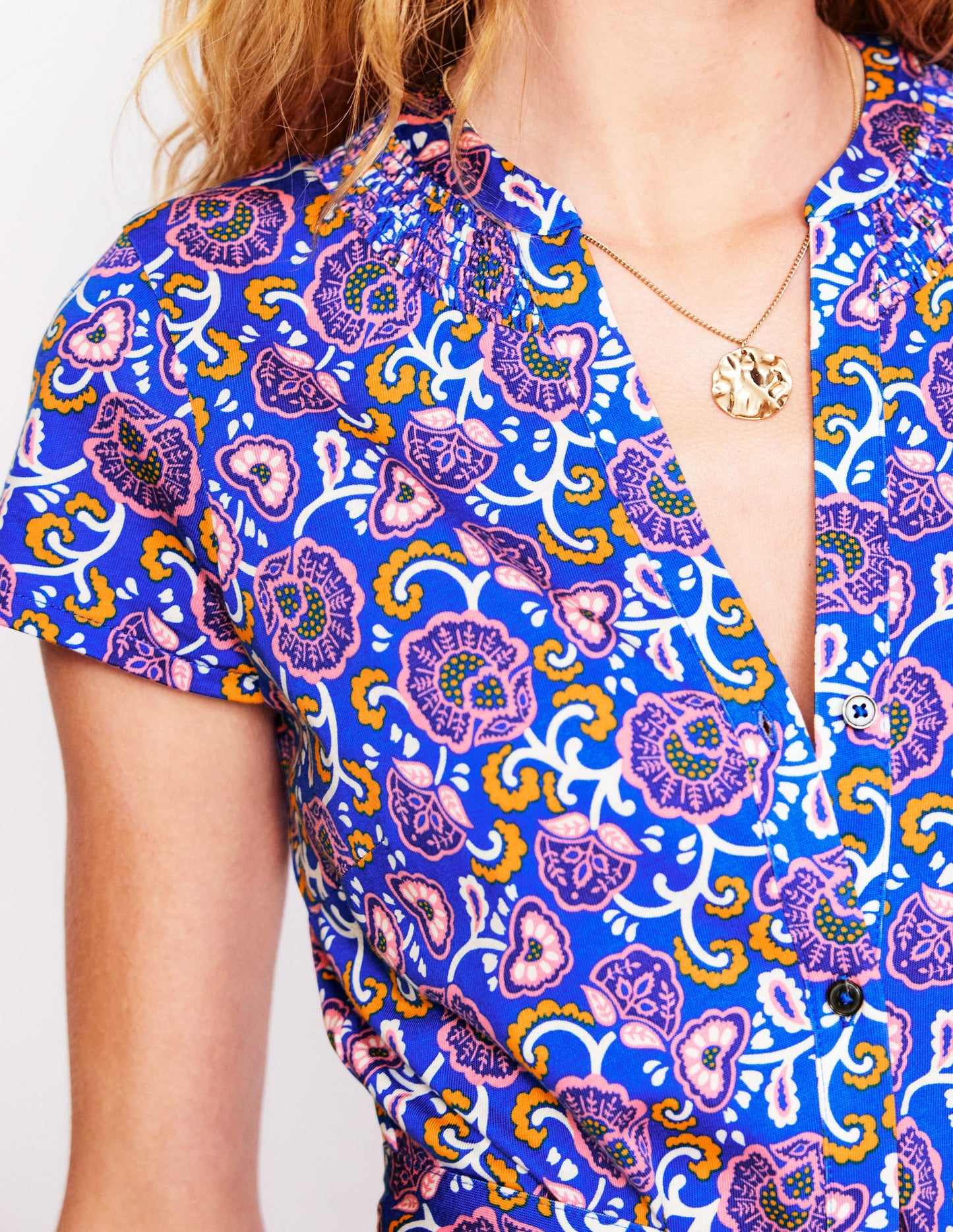 Robe-chemise Sara en jersey-Bleu galerie, motif Garden Vine