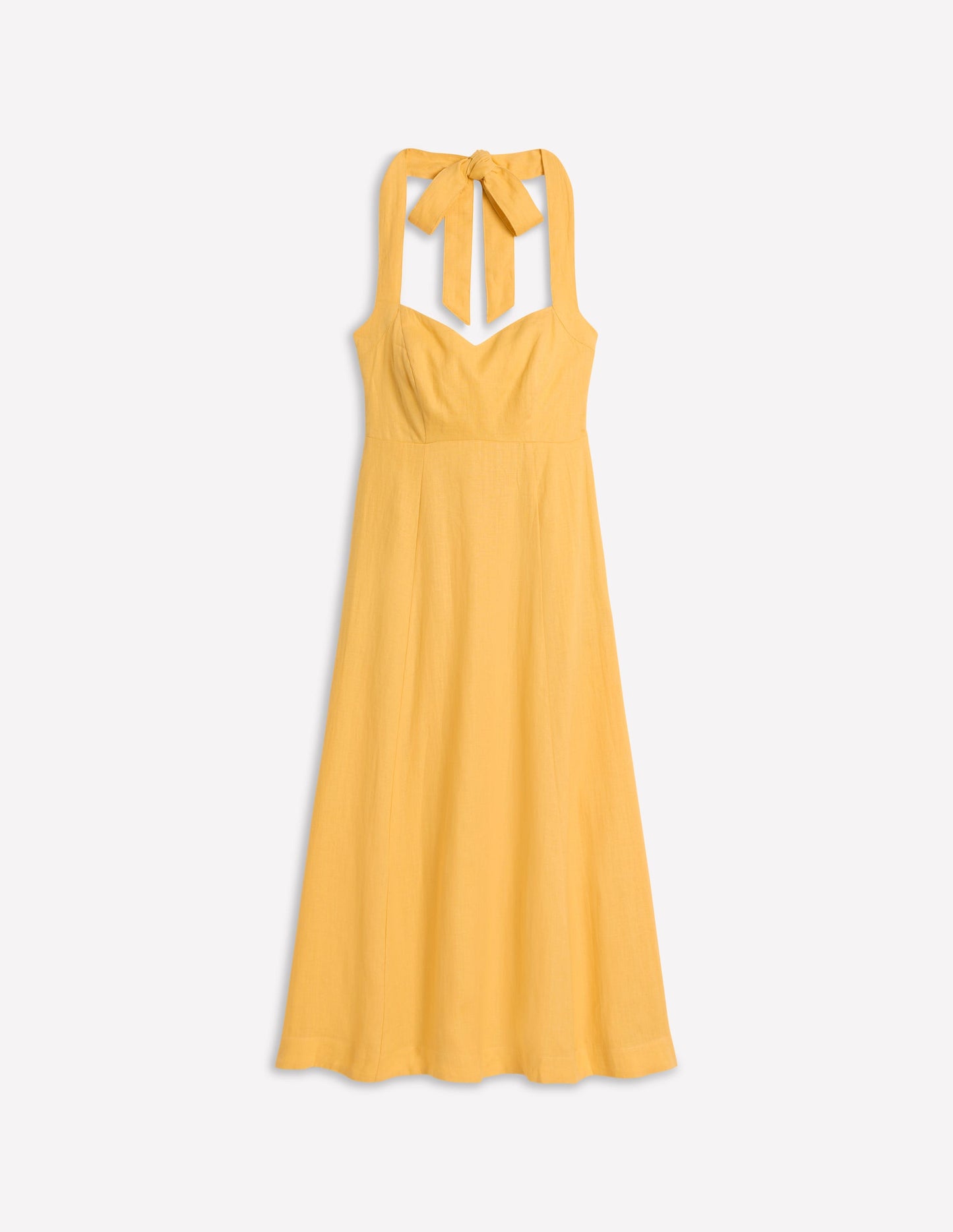 Neckholder-Kleid aus Leinen-Buttermilchgelb