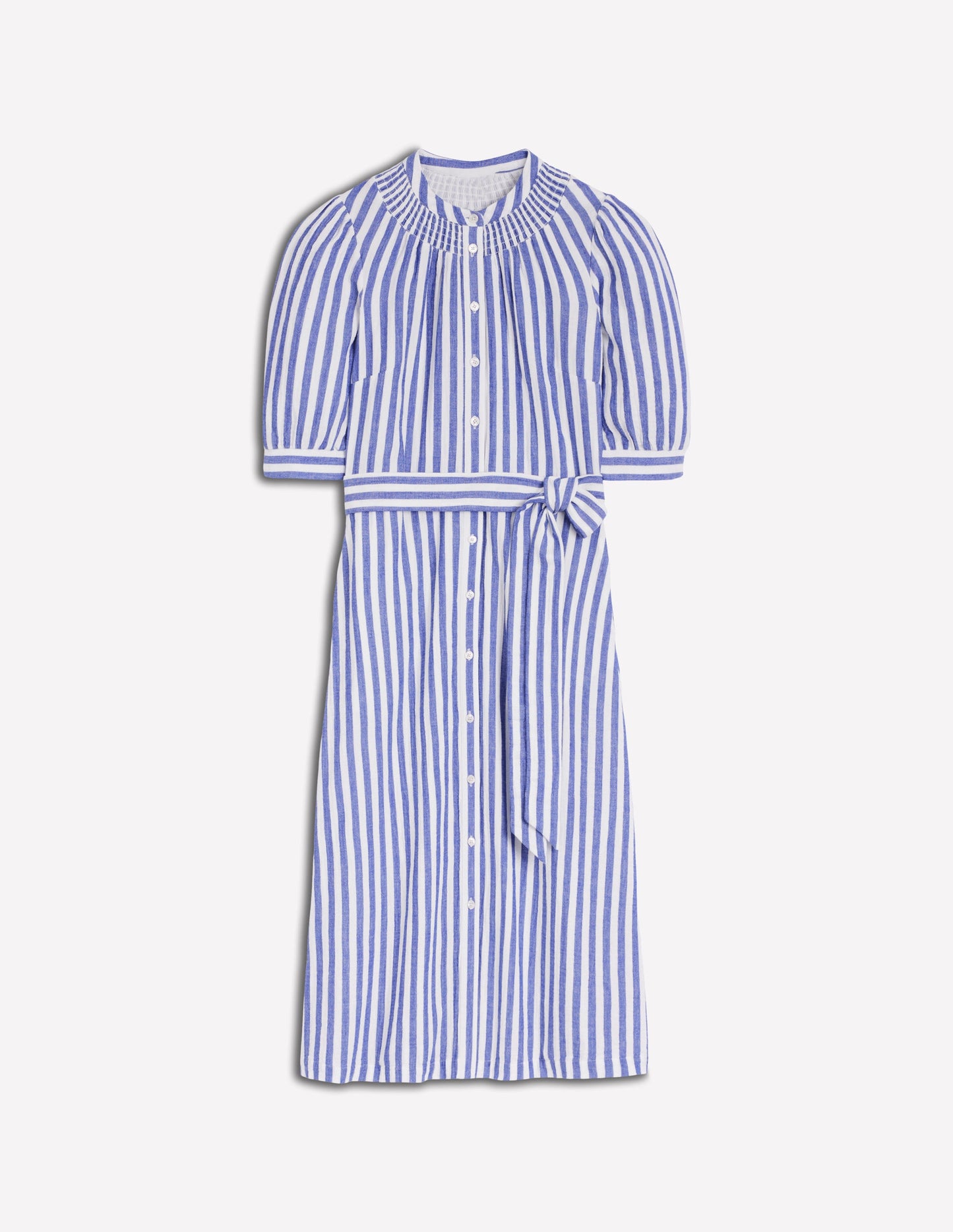 Ada Doppeltuch-Midikleid-Hellblau, Gestreift