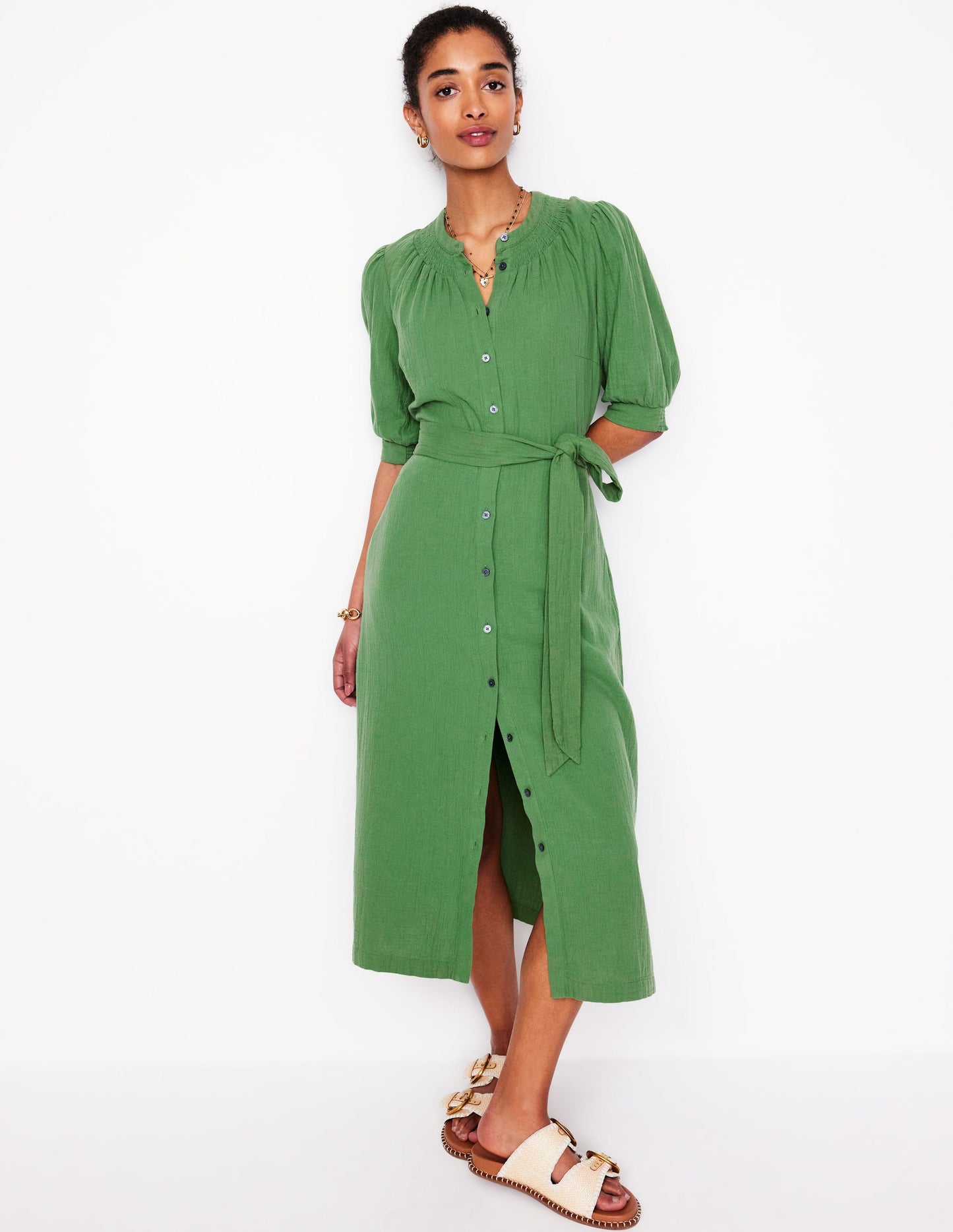 Robe midi Ada double-étoffe-Vert paradis