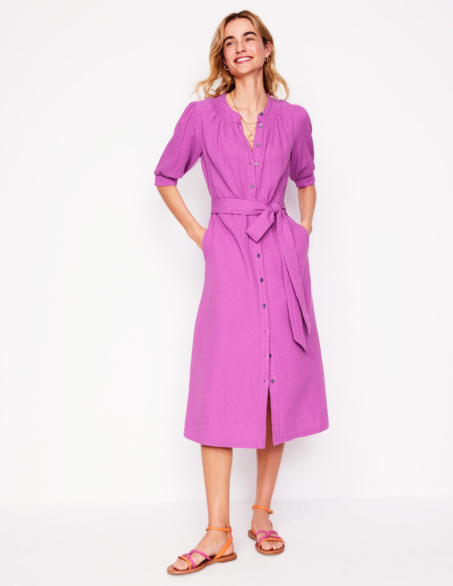 Robe midi Ada double-étoffe-Violet digital pourpre