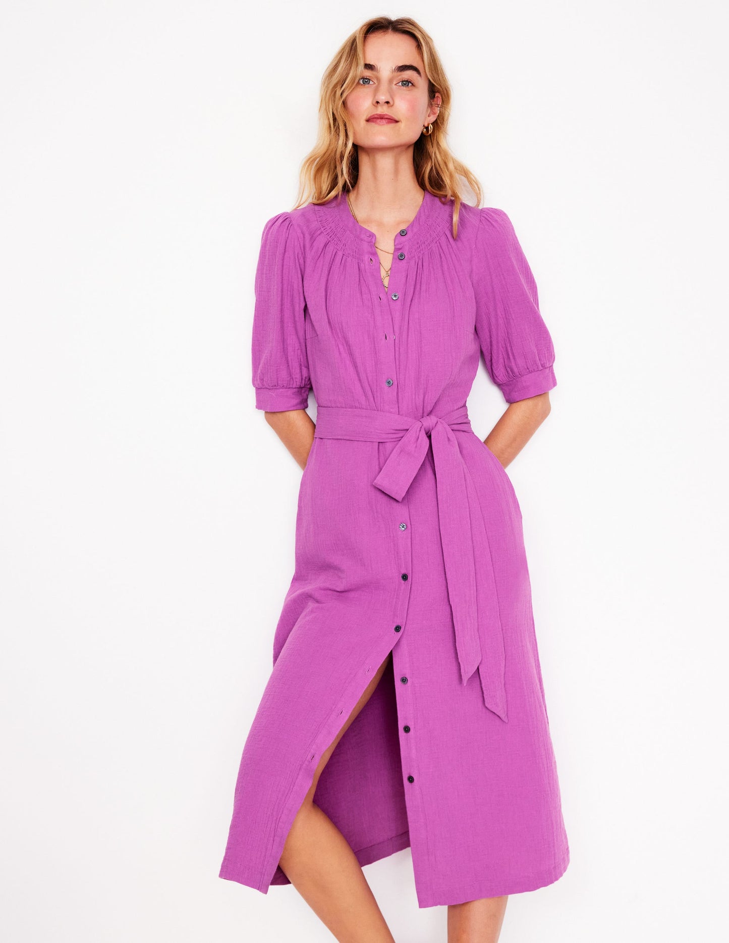Robe midi Ada double-étoffe-Violet digital pourpre