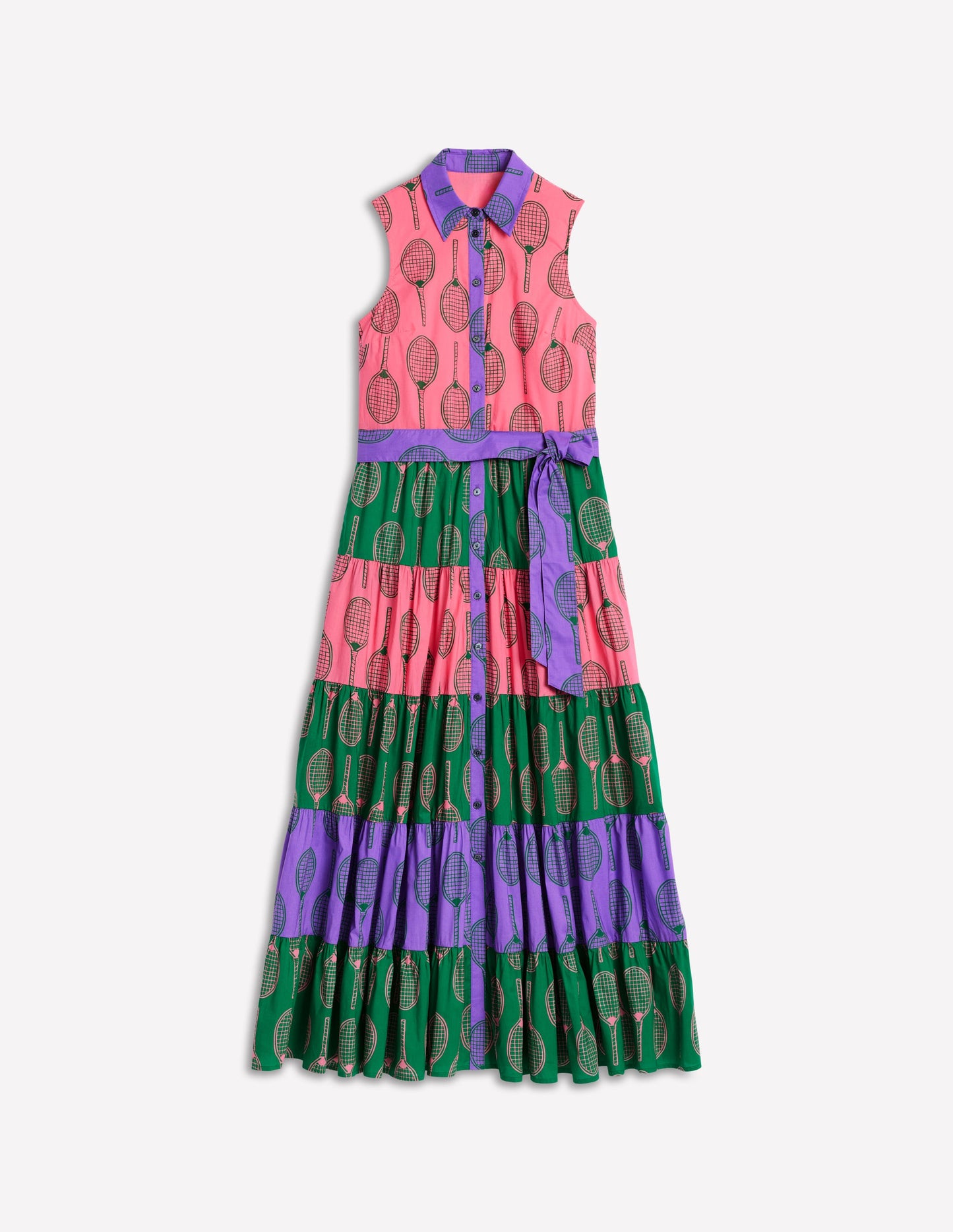 Buntes Hemdblusenkleid mit Stufen-Bunt, Tennis