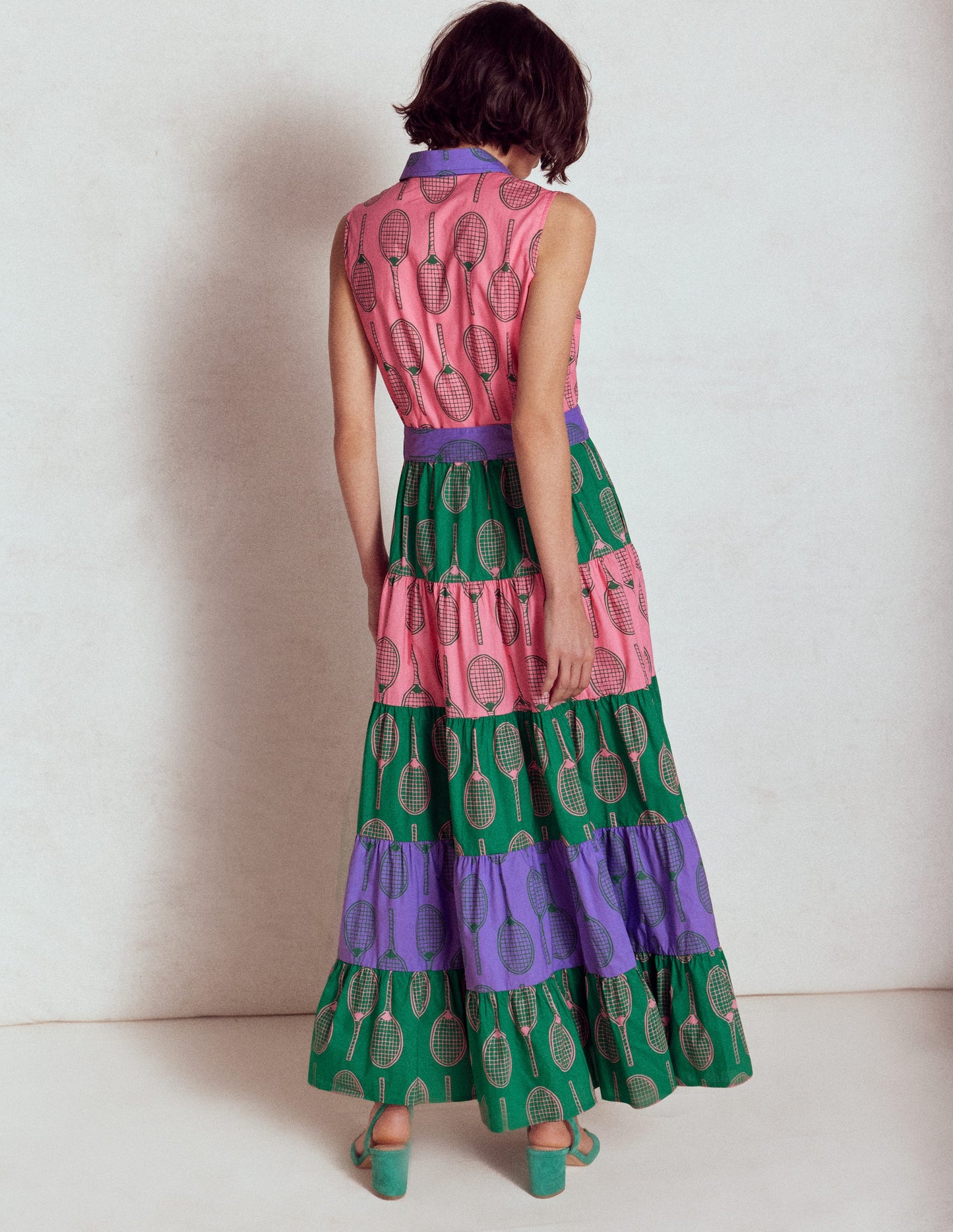 Buntes Hemdblusenkleid mit Stufen-Bunt, Tennis
