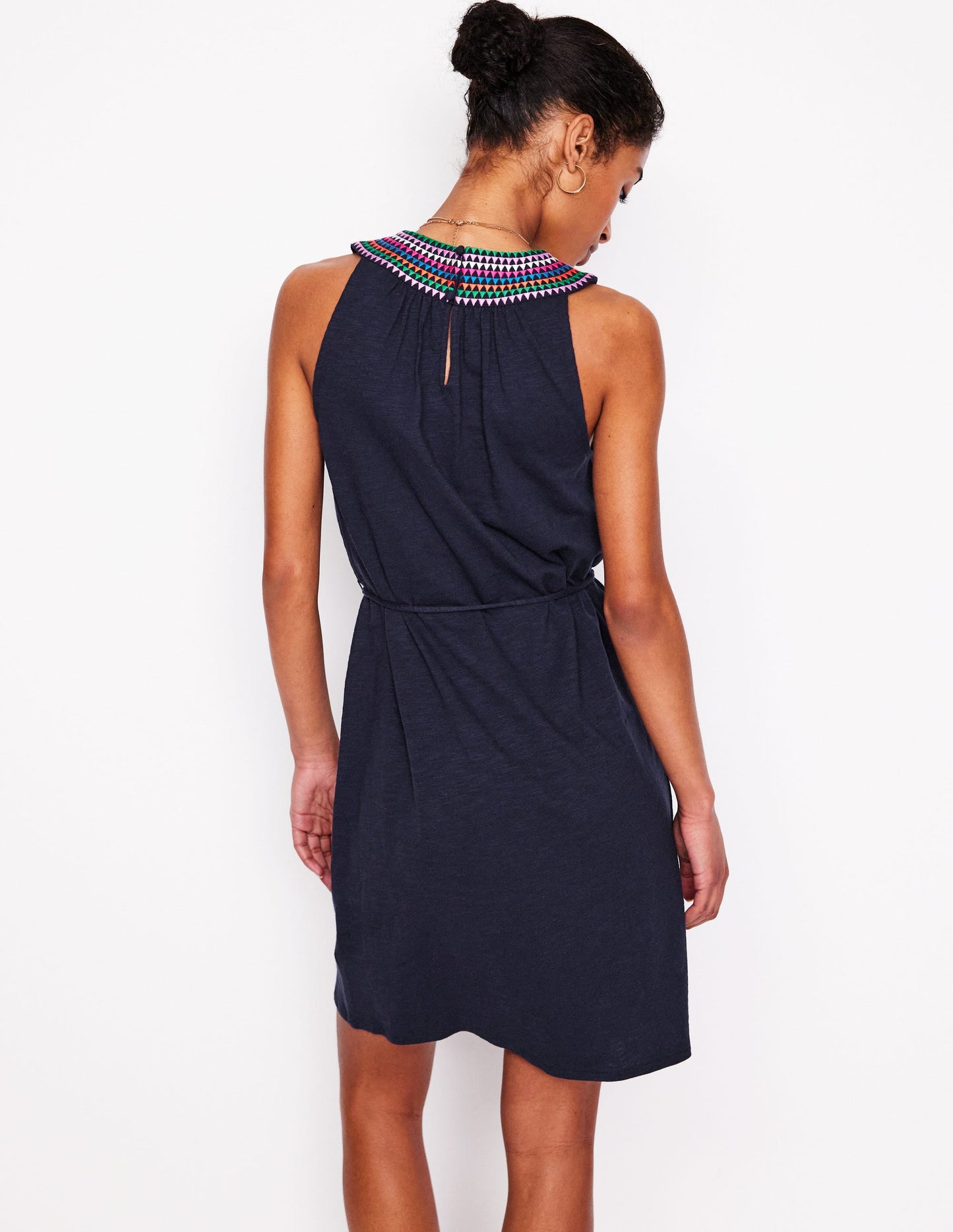 Robe courte Eleni brodée-Bleu Marine