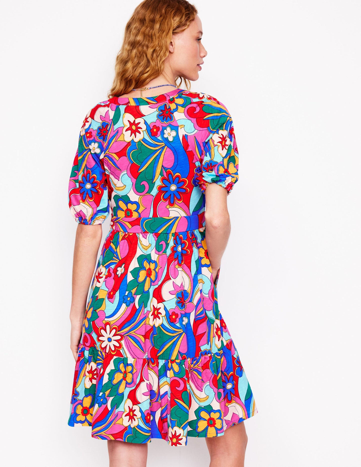 Piper Kurzes Jerseykleid-Bunt, Blühender Pepp