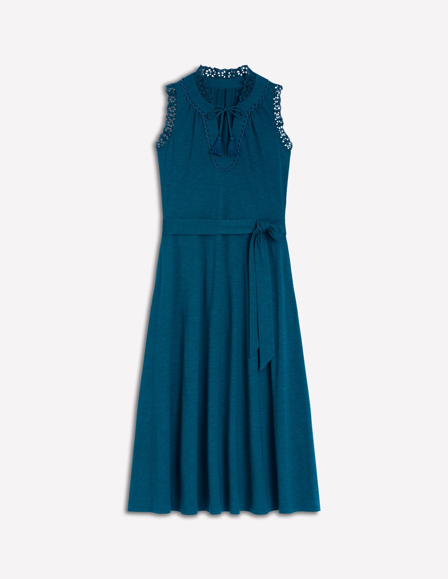 Aria Midikleid mit Lochstickerei-Besatz-Hafenblau