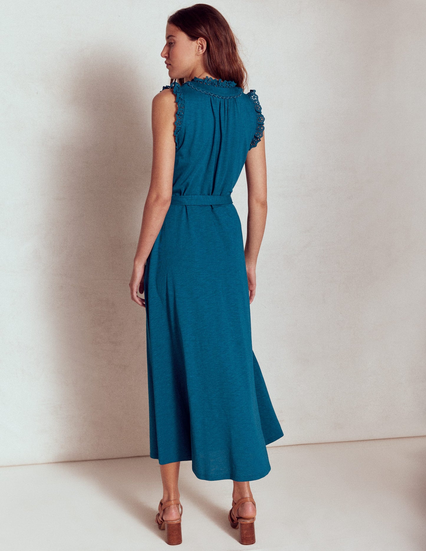 Aria Midikleid mit Lochstickerei-Besatz-Hafenblau