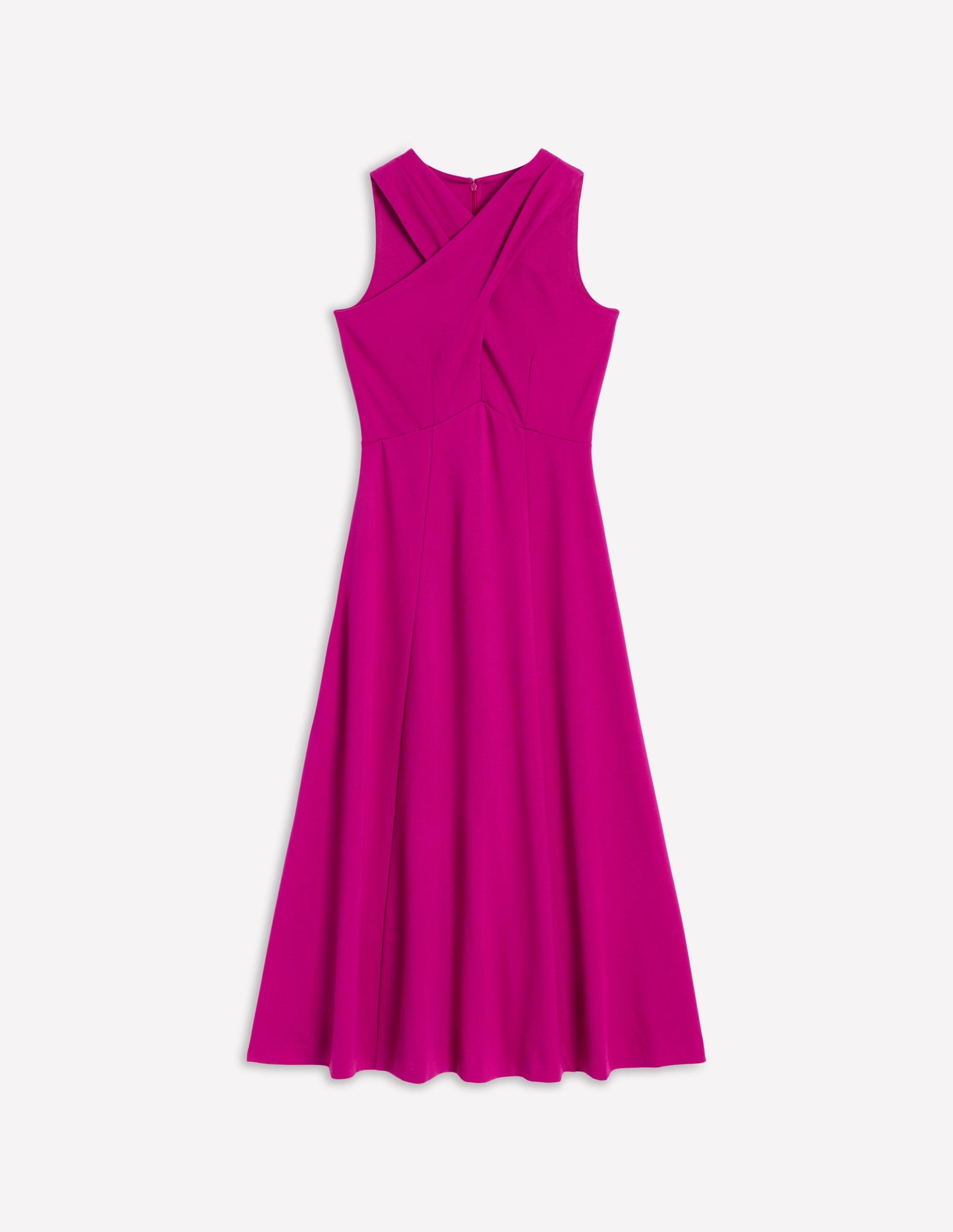 Ponté-Kleid mit überkreuzter Vorderseite-Fuchsie