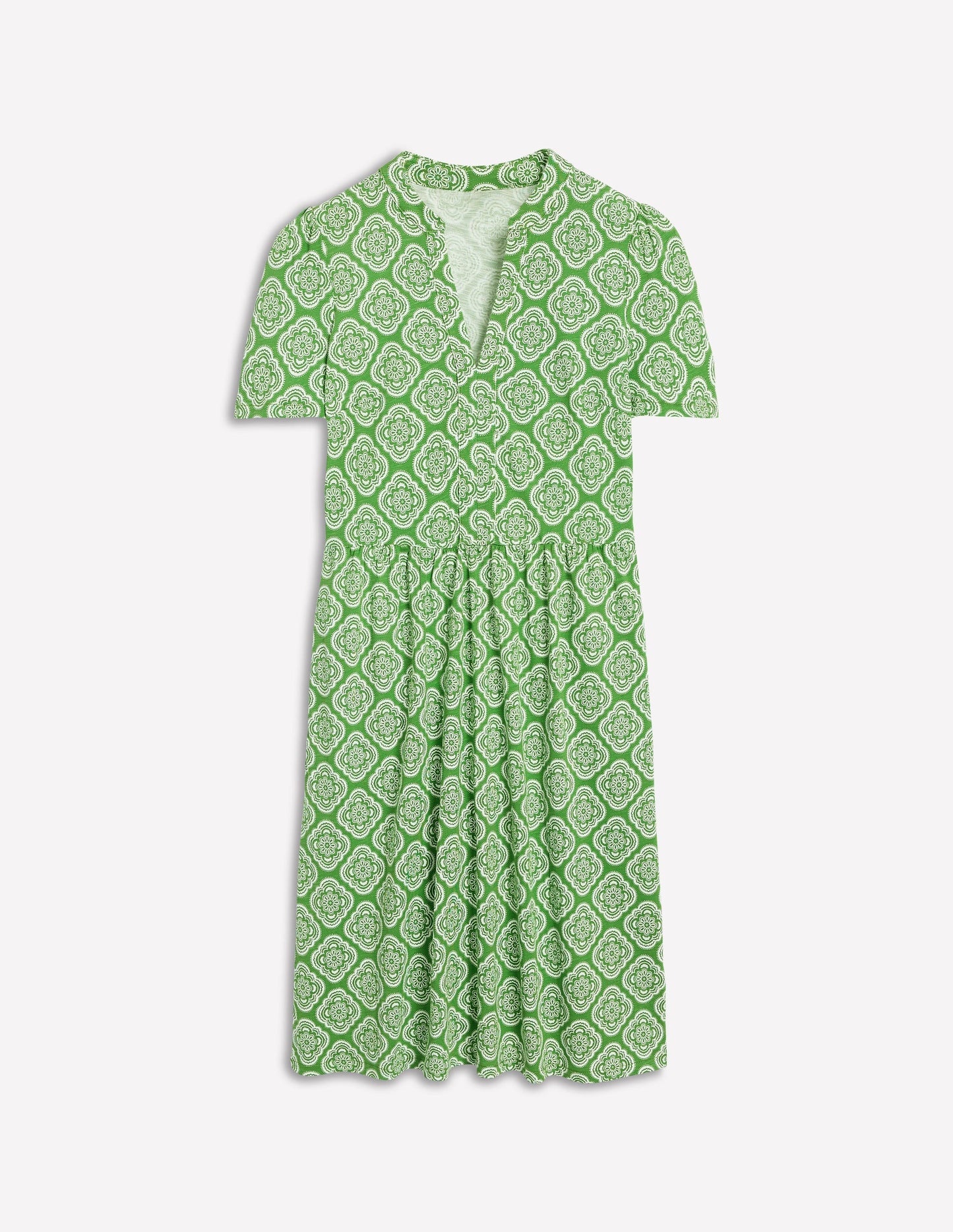 Robe Naomi à manches courtes-Vert paradis, motif Botanic Blush