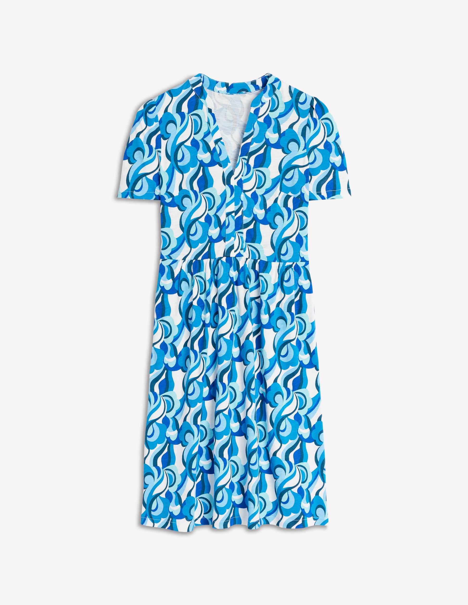 Robe Naomi à manches courtes-Bleu, motif Abstract Swirl-5