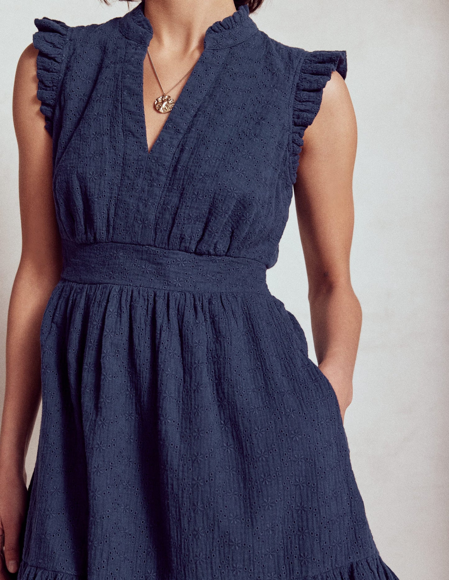 Wren Kurzes Doppeltuch-Kleid-Marineblau