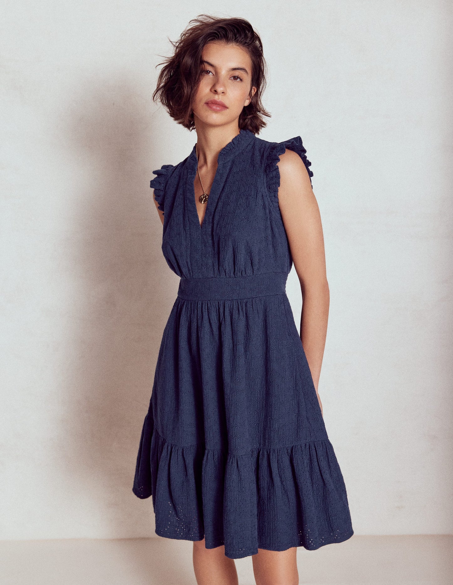 Wren Kurzes Doppeltuch-Kleid-Marineblau