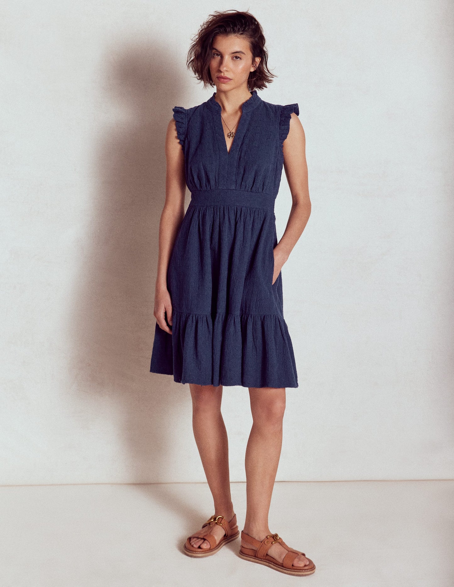 Wren Kurzes Doppeltuch-Kleid-Marineblau