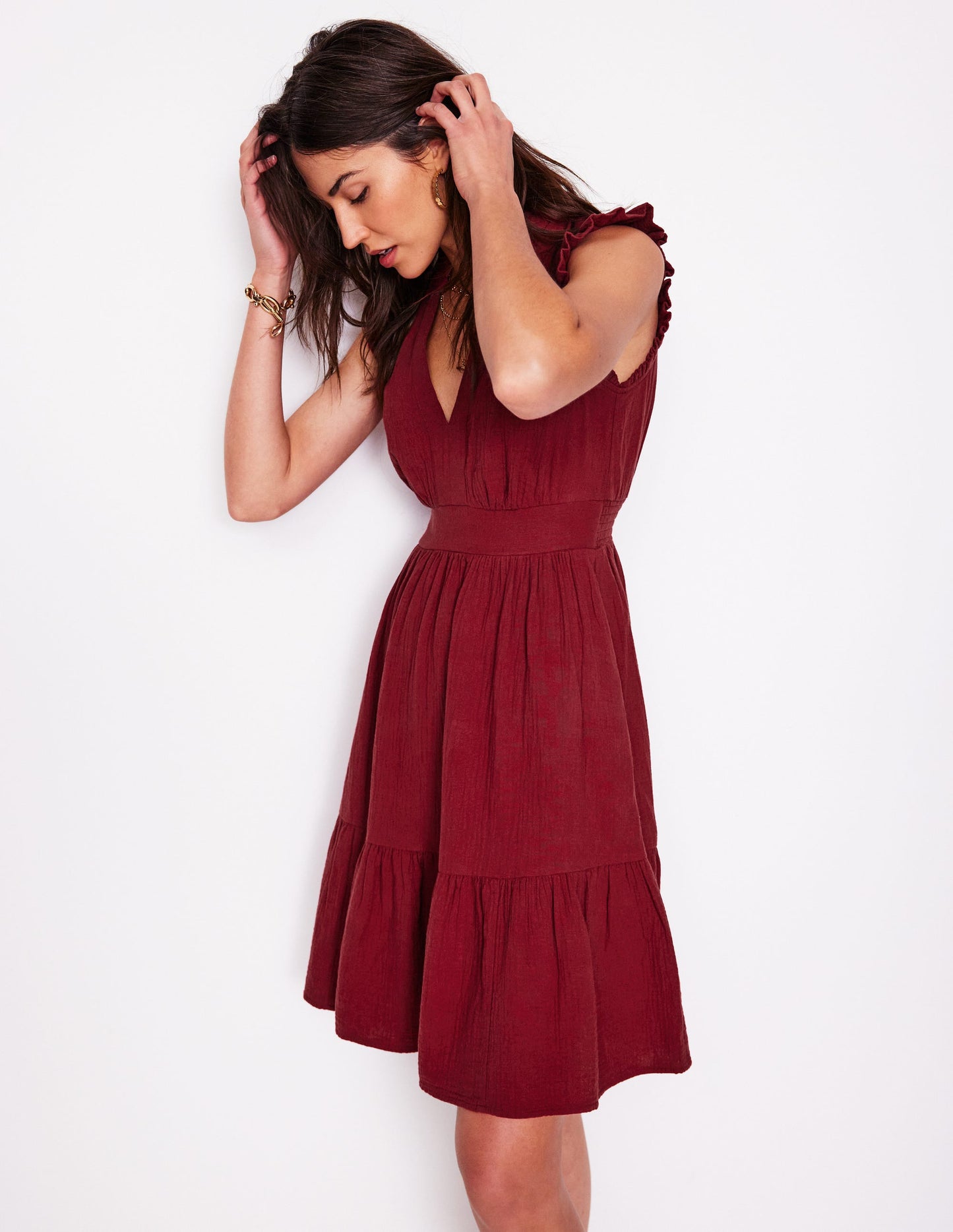 Robe courte Wren double-étoffe-Rouge grenat