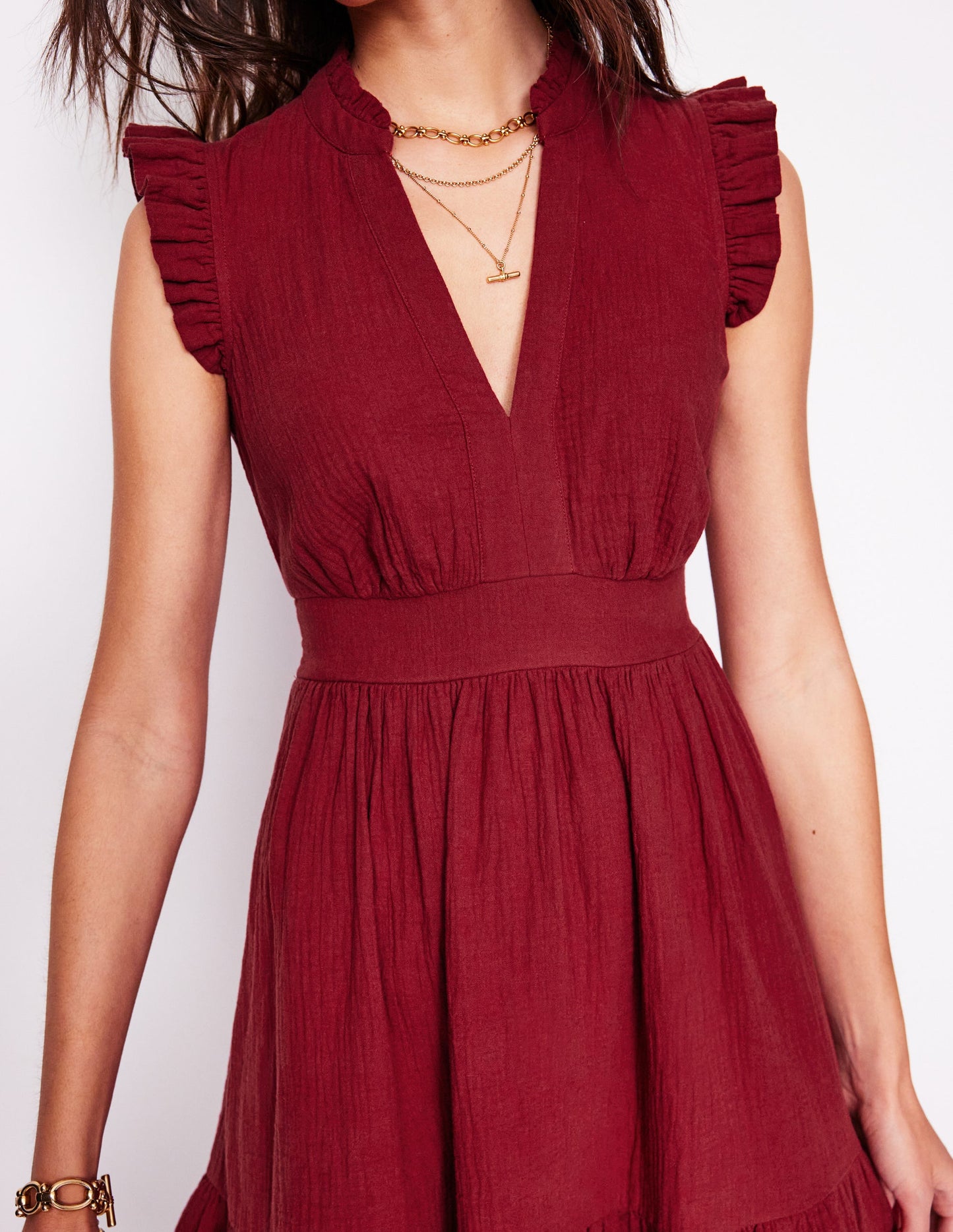 Robe courte Wren double-étoffe-Rouge grenat