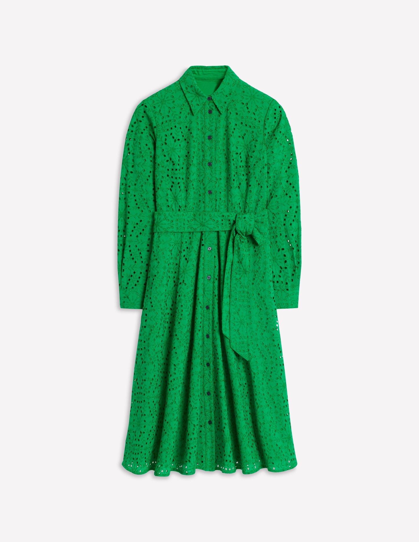Robe-chemise midi Amy à broderie anglaise-Émeraude Intense