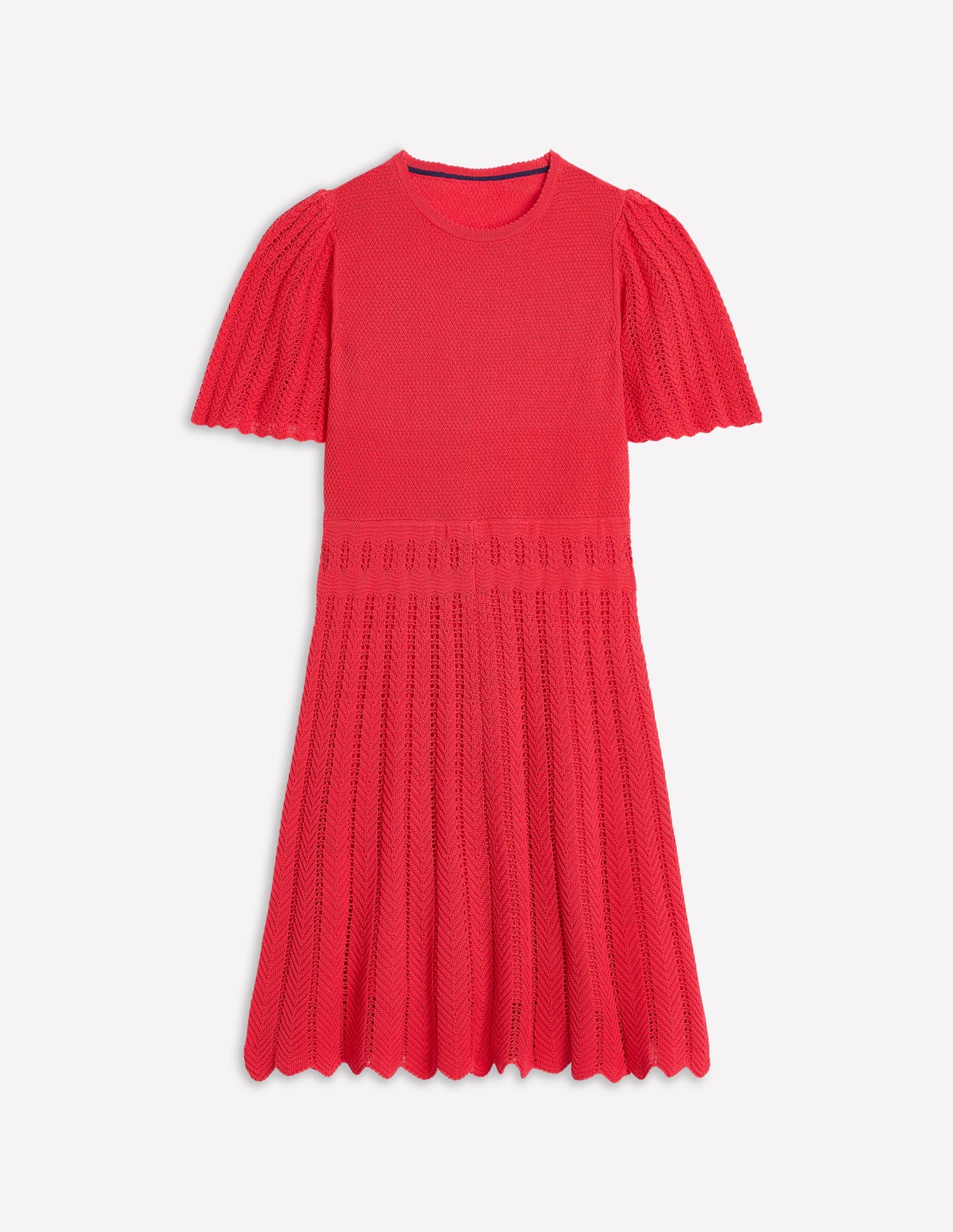 Baumwollkleid mit Rundhalsausschnitt und Ziernähten-Bittersüß