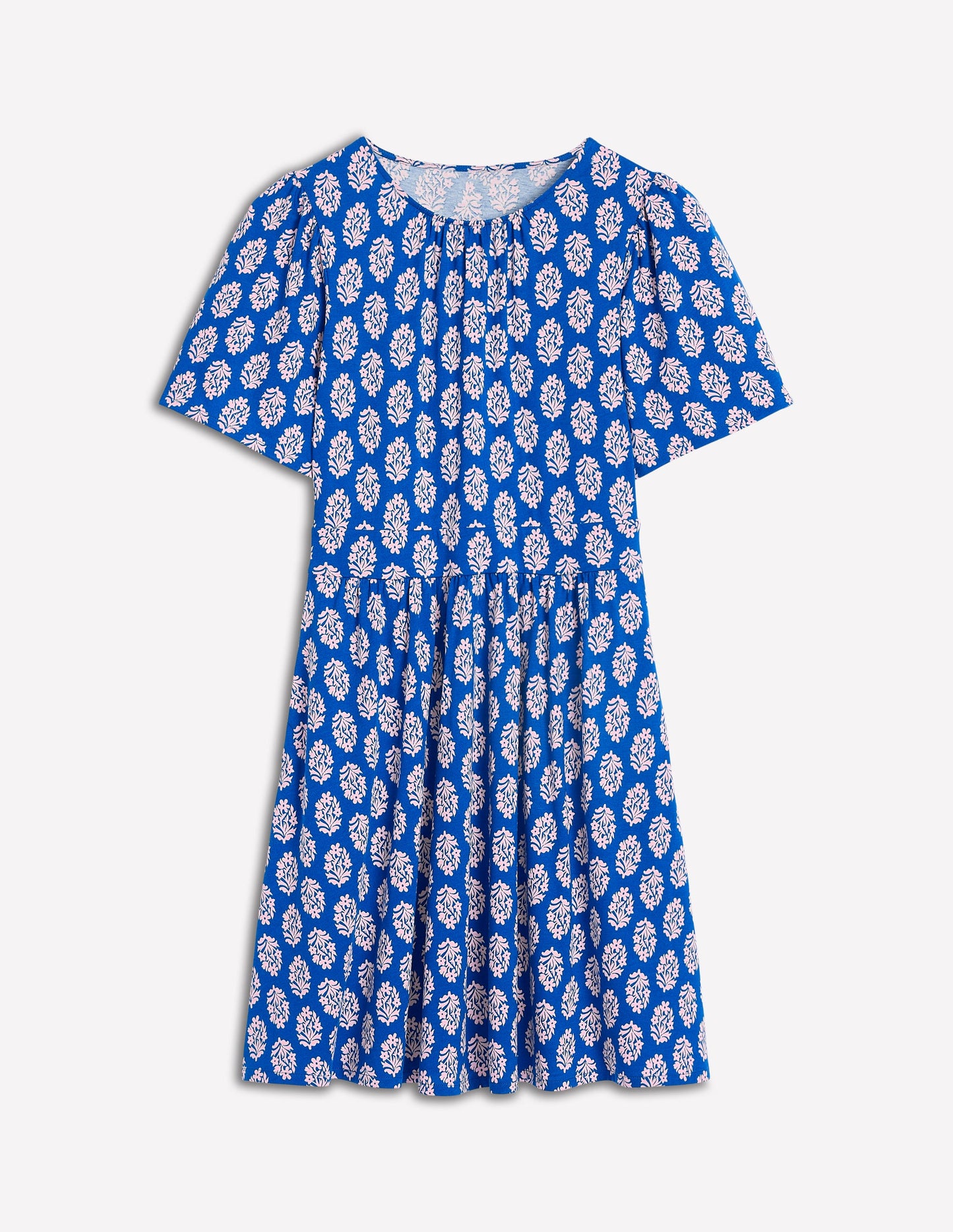 Louisa Kurzes Jerseykleid-Galerie-Blau, Kleiner Blumenstrauß Stempel