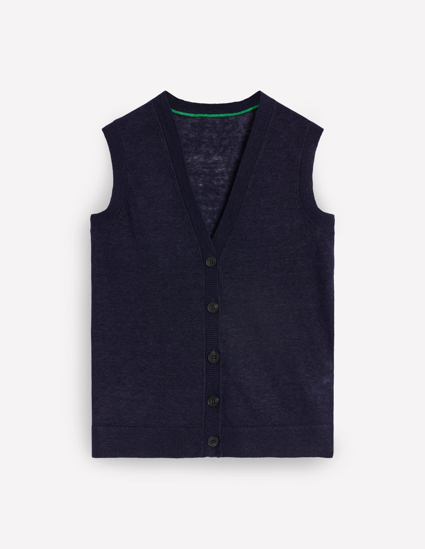 Leinenweste mit V-Ausschnitt-Aqua Marine Marl