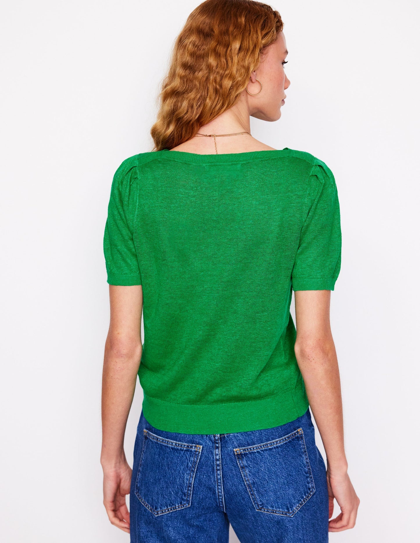 T-shirt col bateau Liv en lin-Vert printemps