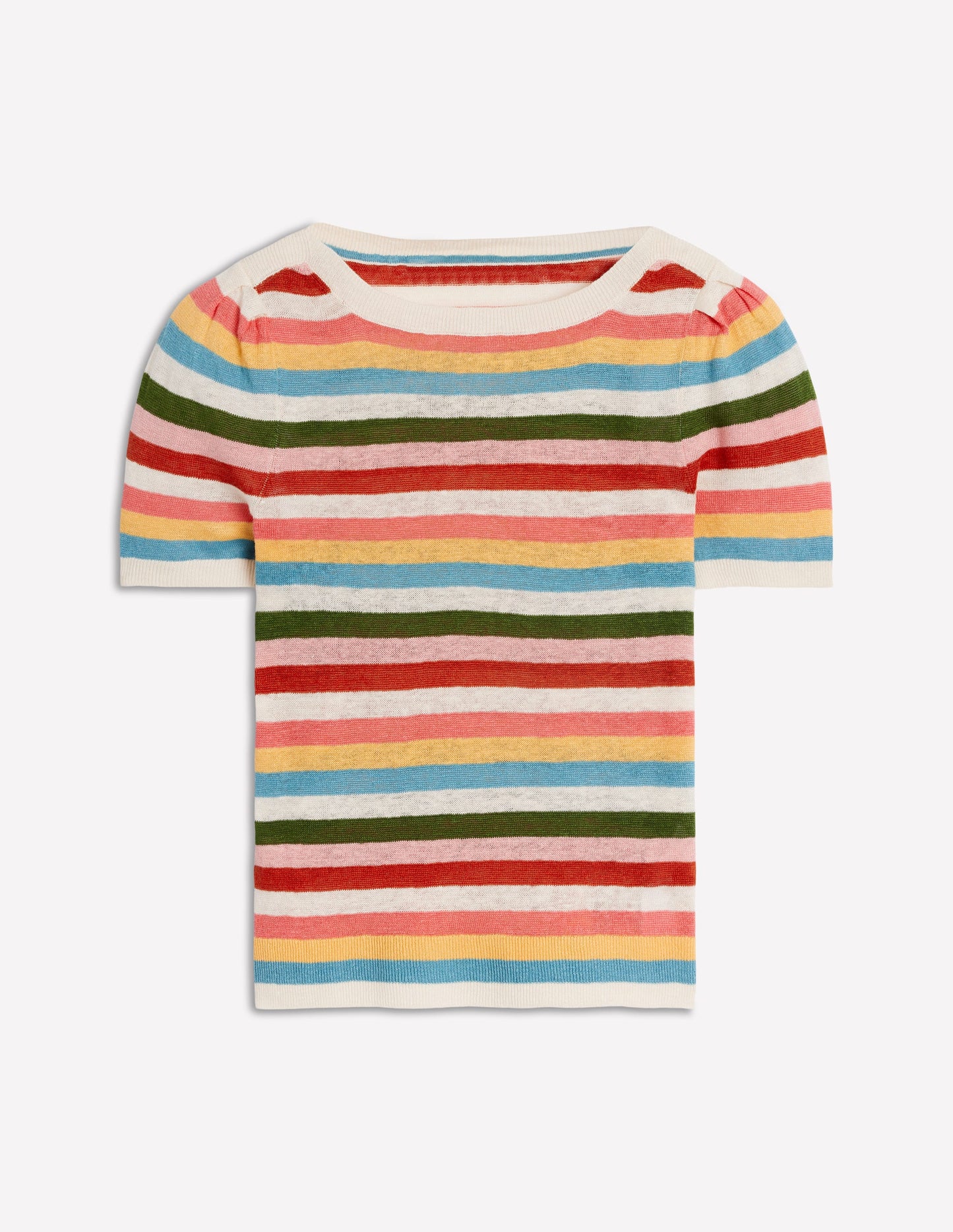 T-shirt col bateau Liv en lin-Petites rayures tendres multi