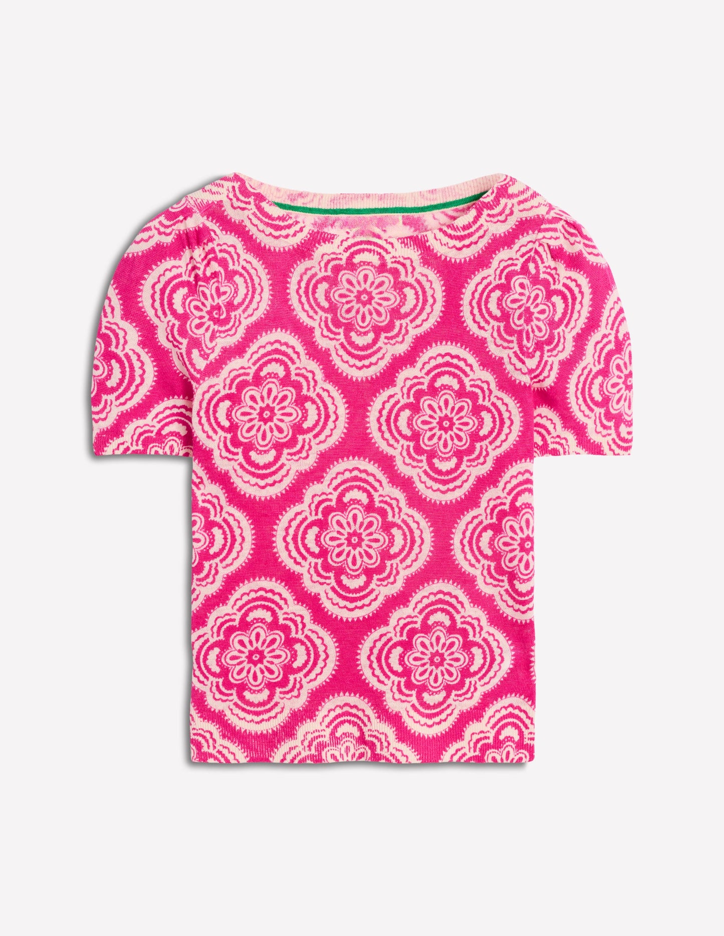 T-shirt col bateau Liv en lin-Rose pivoine, motif Botanic Blush