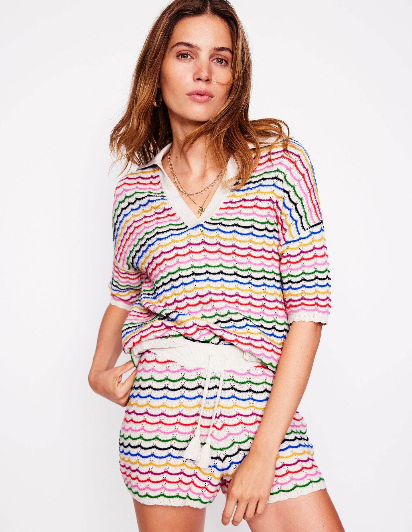 Pull à col tunisien-Multi, arc-en-ciel