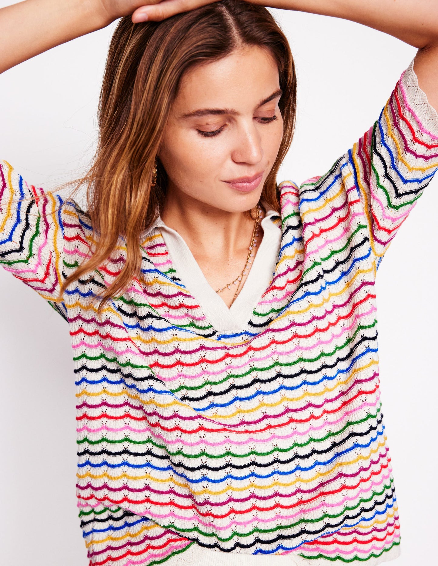 Pull à col tunisien-Multi, arc-en-ciel