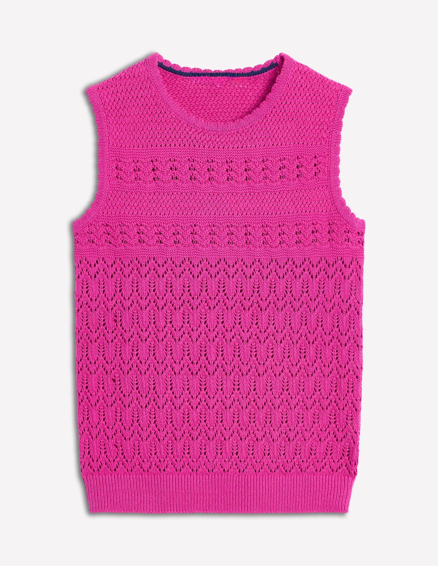 Débardeur ras du cou en maille coton texturée-Violet prune de Damas