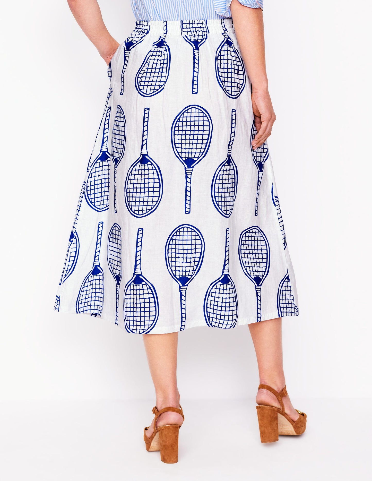 Verity Leinen-Midirock-Naturweiß, Tennis
