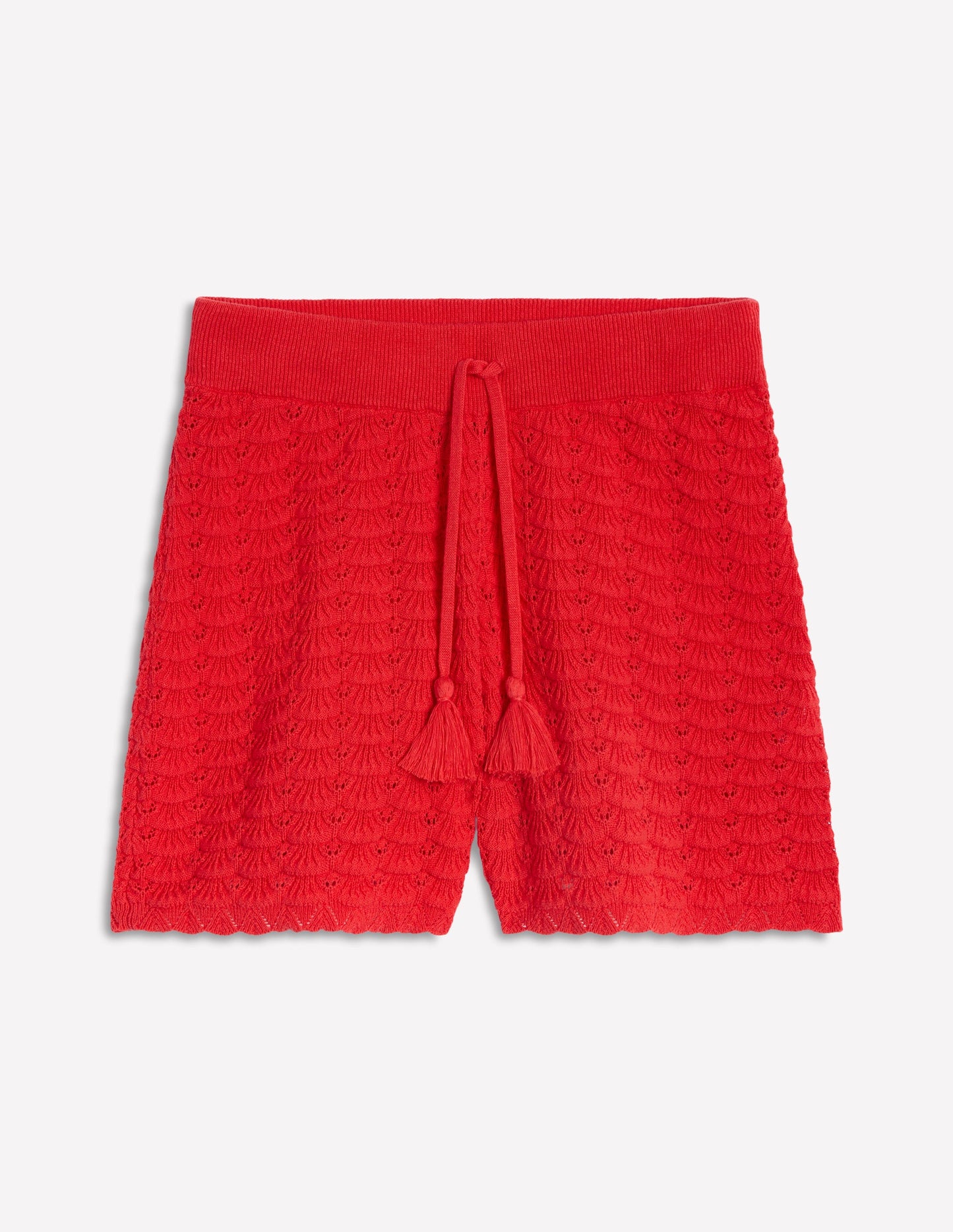 Texturierte Strick-Shorts-Erbeerkuchenrot