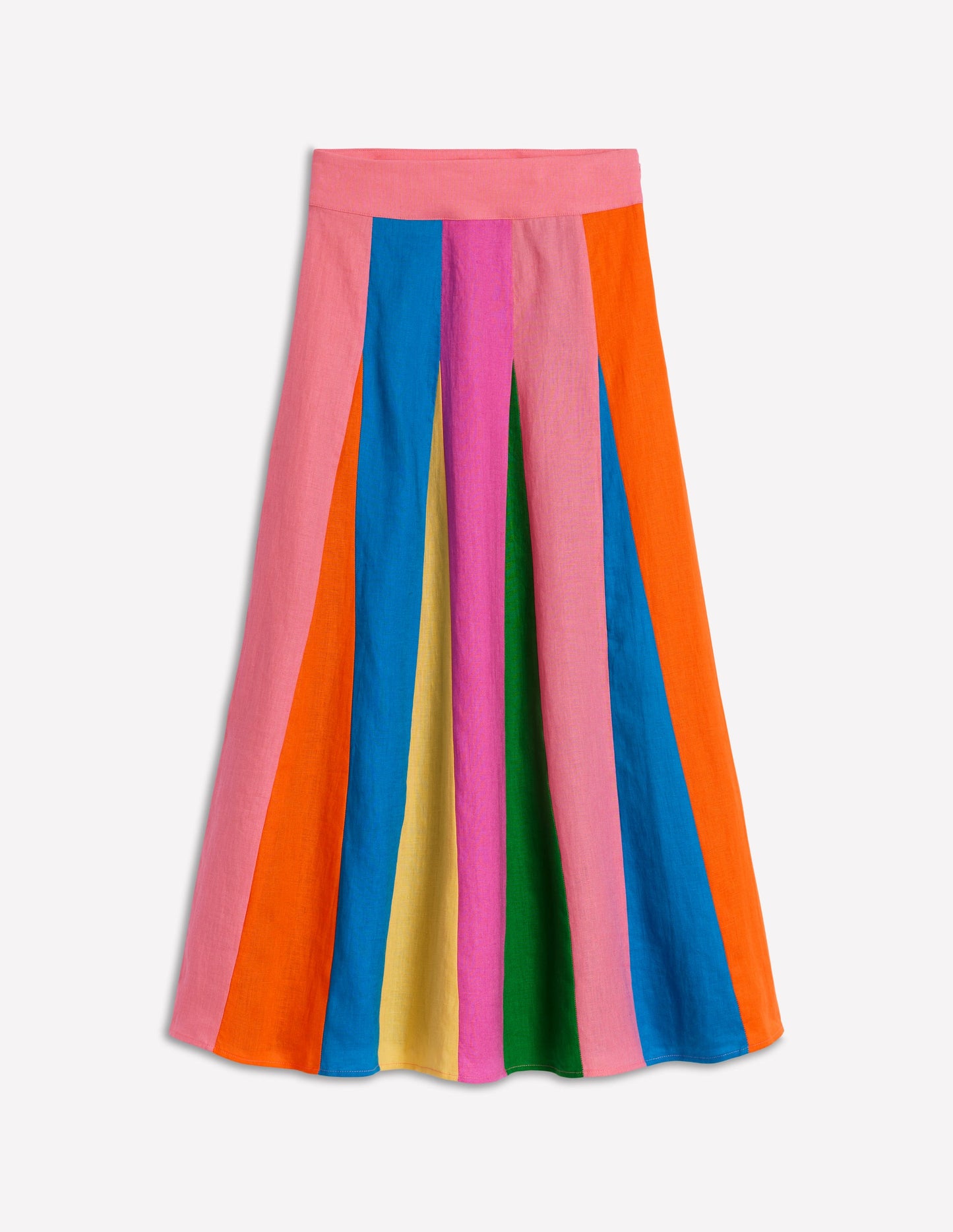 Jupe longue virevoltante en lin-Colourblock multi