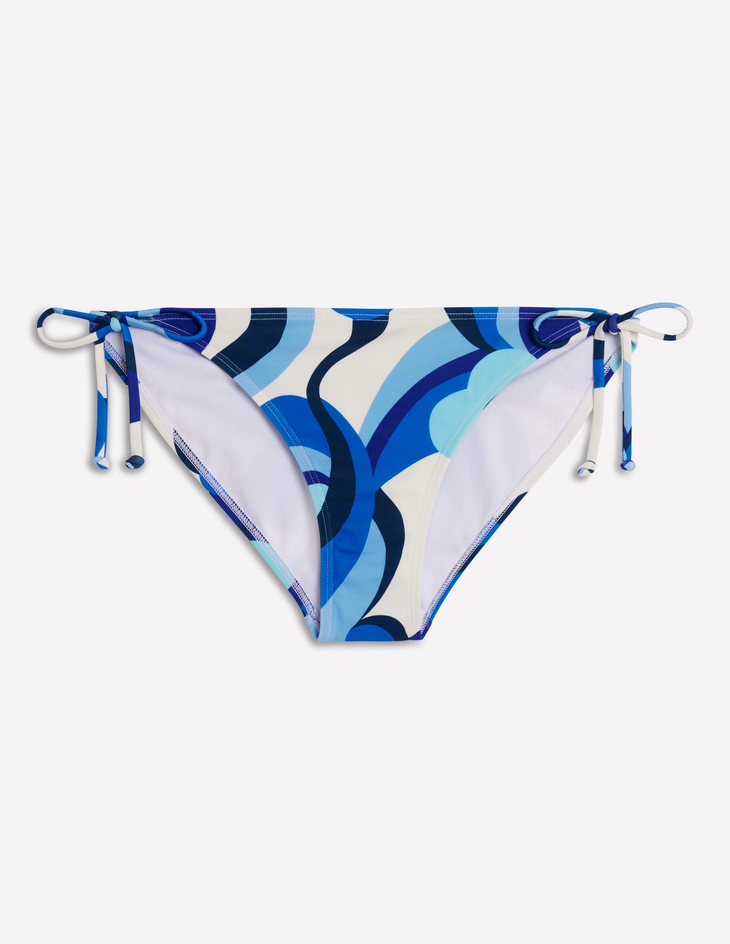 Bas de bikini Symi avec liens-Bleu, motif Abstract Swirl