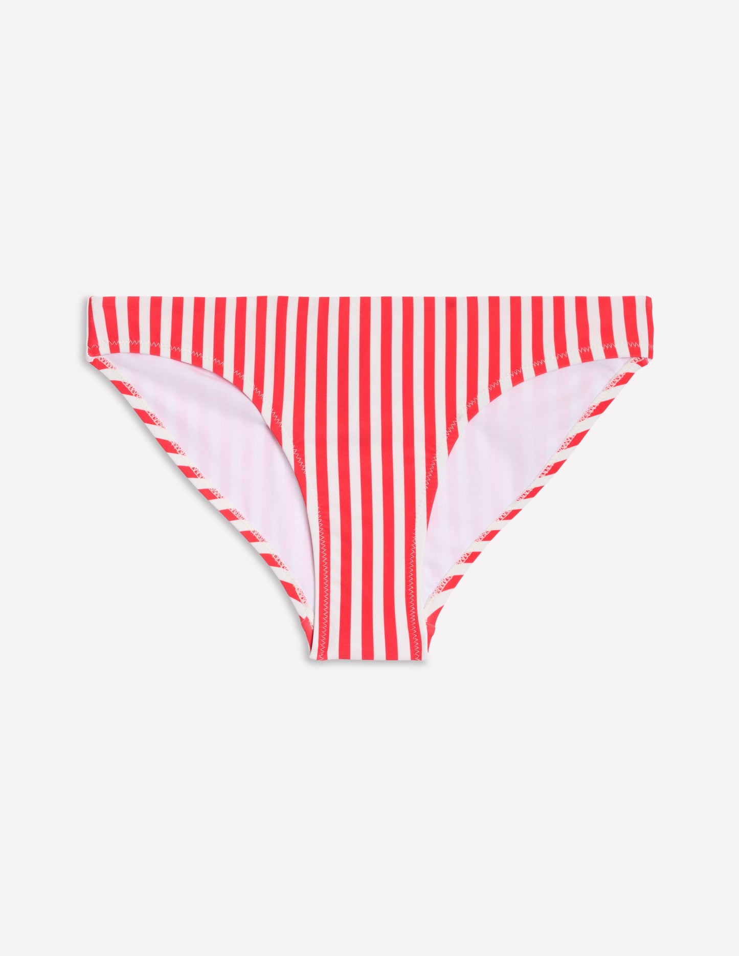 Klassische Bikinihose-Intensives Korallenrot/Naturweiß Streifen