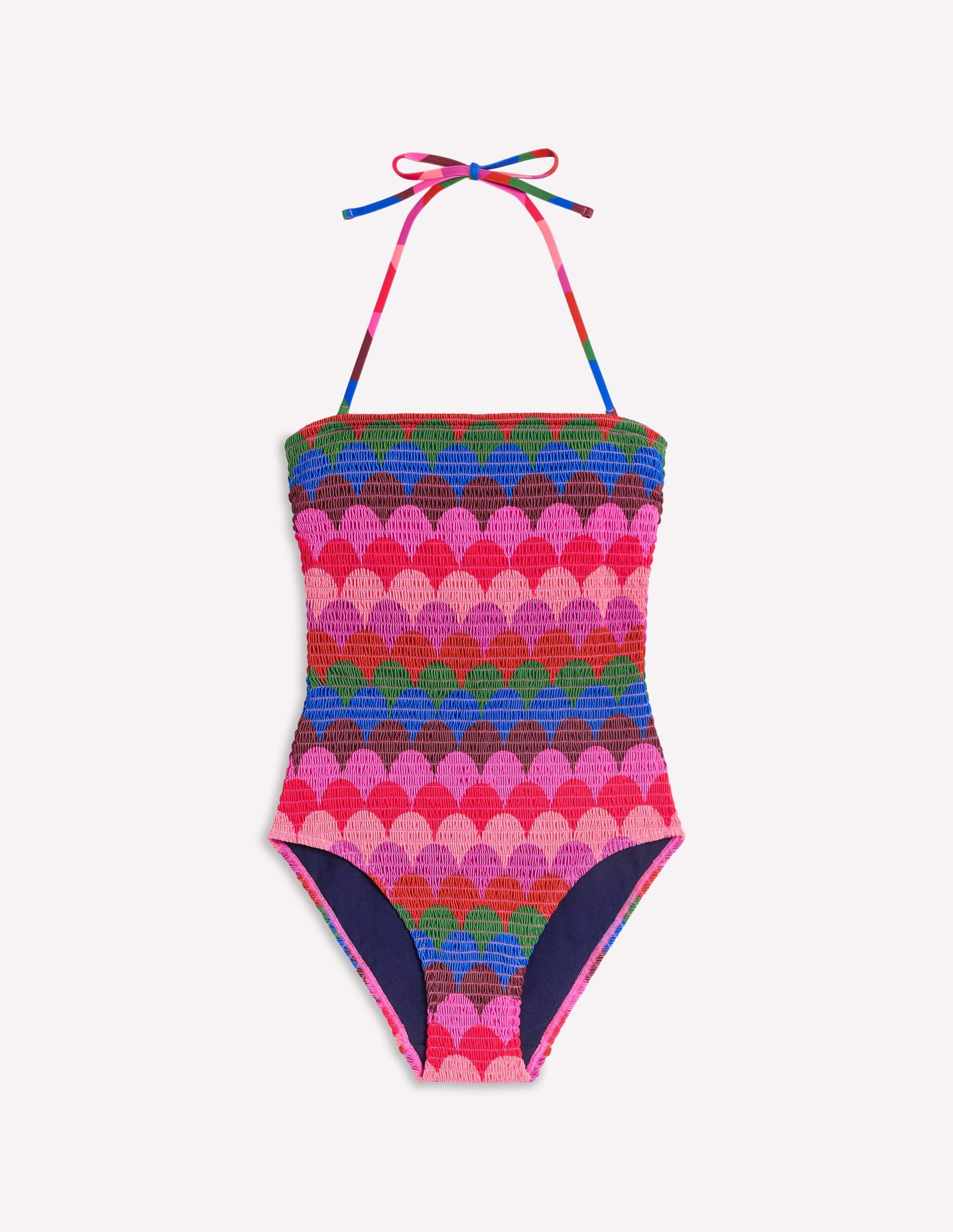 Milos Smocked Swimsuit-Multi, Scallop Stripe-5