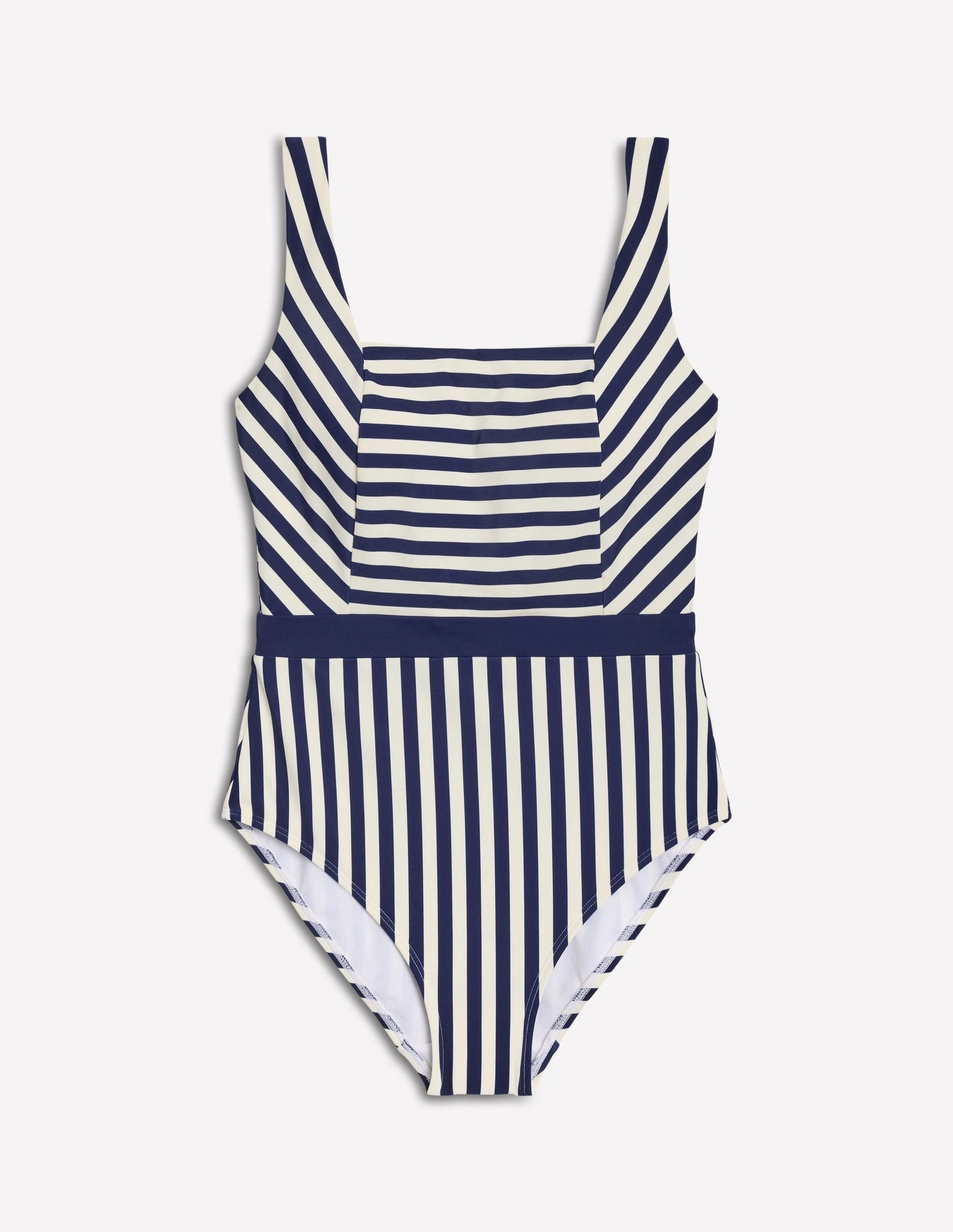 Lefkada Badeanzug mit quadratischem Ausschnitt-Black/Ivory Stripe