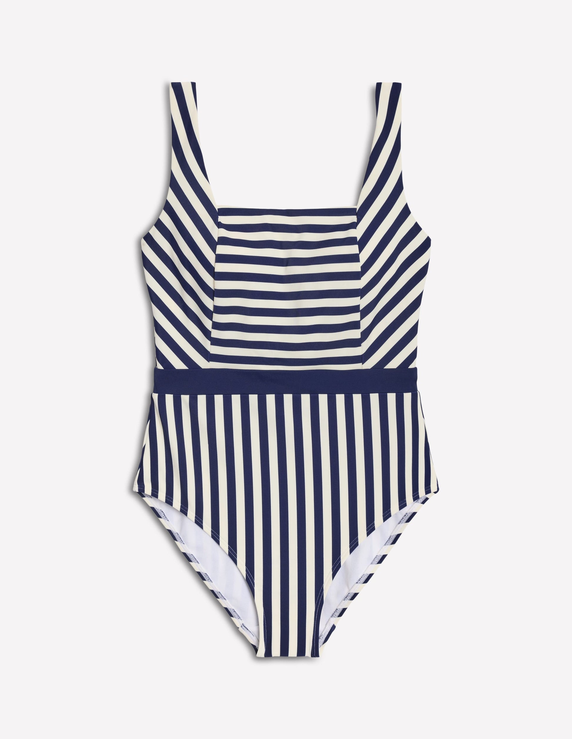 Maillot de bain Lefkada col carré-Black/Ivory Stripe-5
