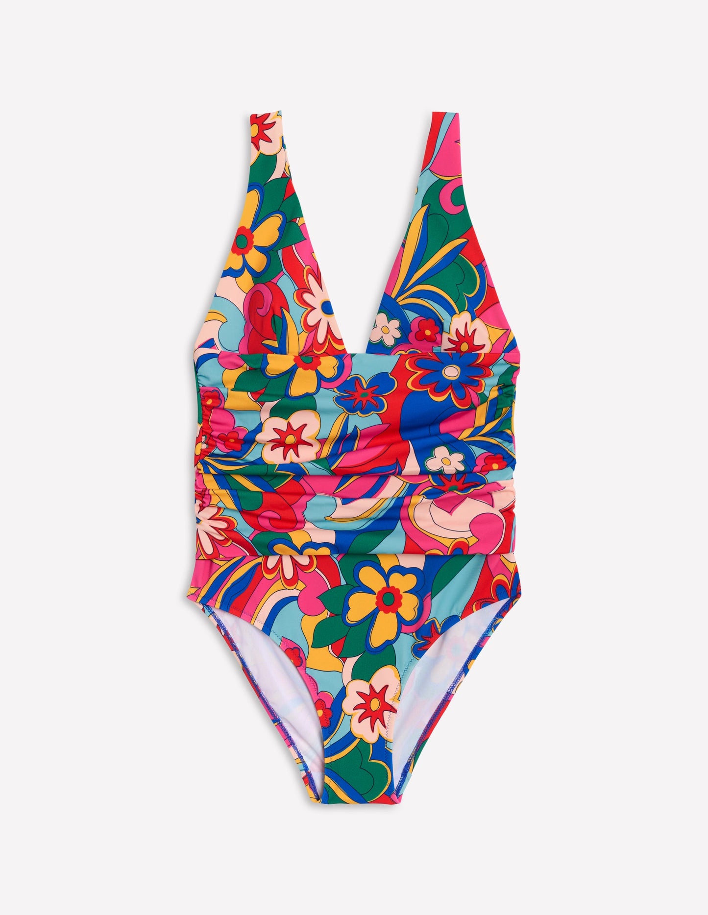 Maillot de bain Mykonos à encolure en V profonde-Multi, motif Blossom Pop