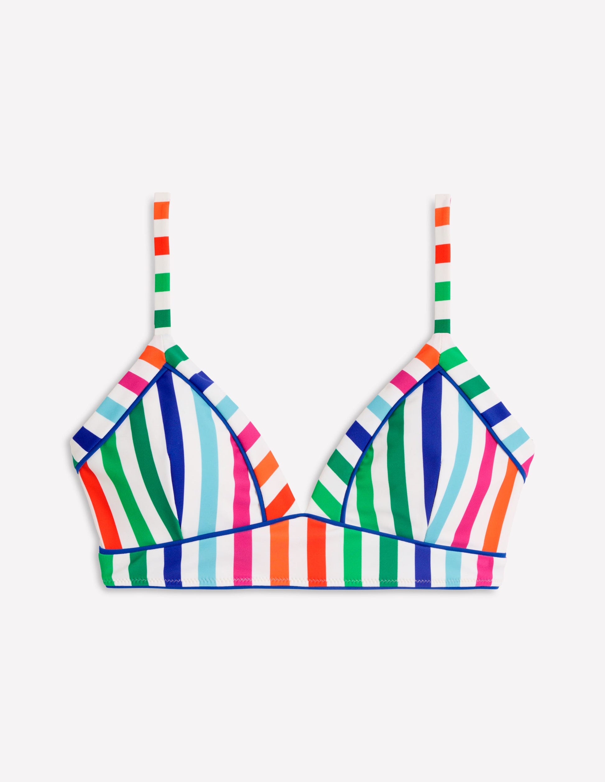 Kasos Bikinioberteil mit V-Ausschnitt zum Binden-Ackerbohnengrün/Pink, Gestreift-5