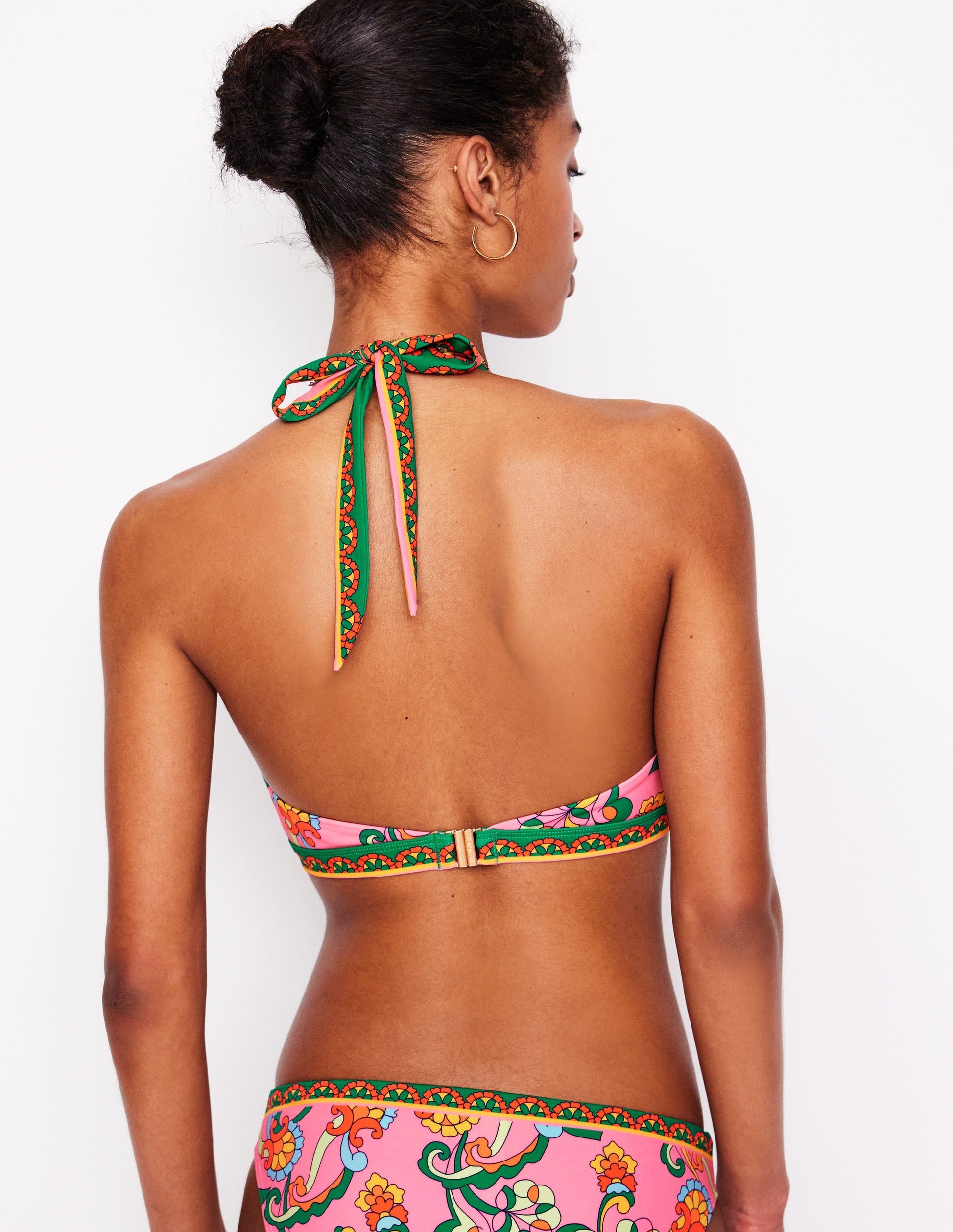 Haut de bikini Ios à empiècement en V-Rose, motif Foliage Trail-4