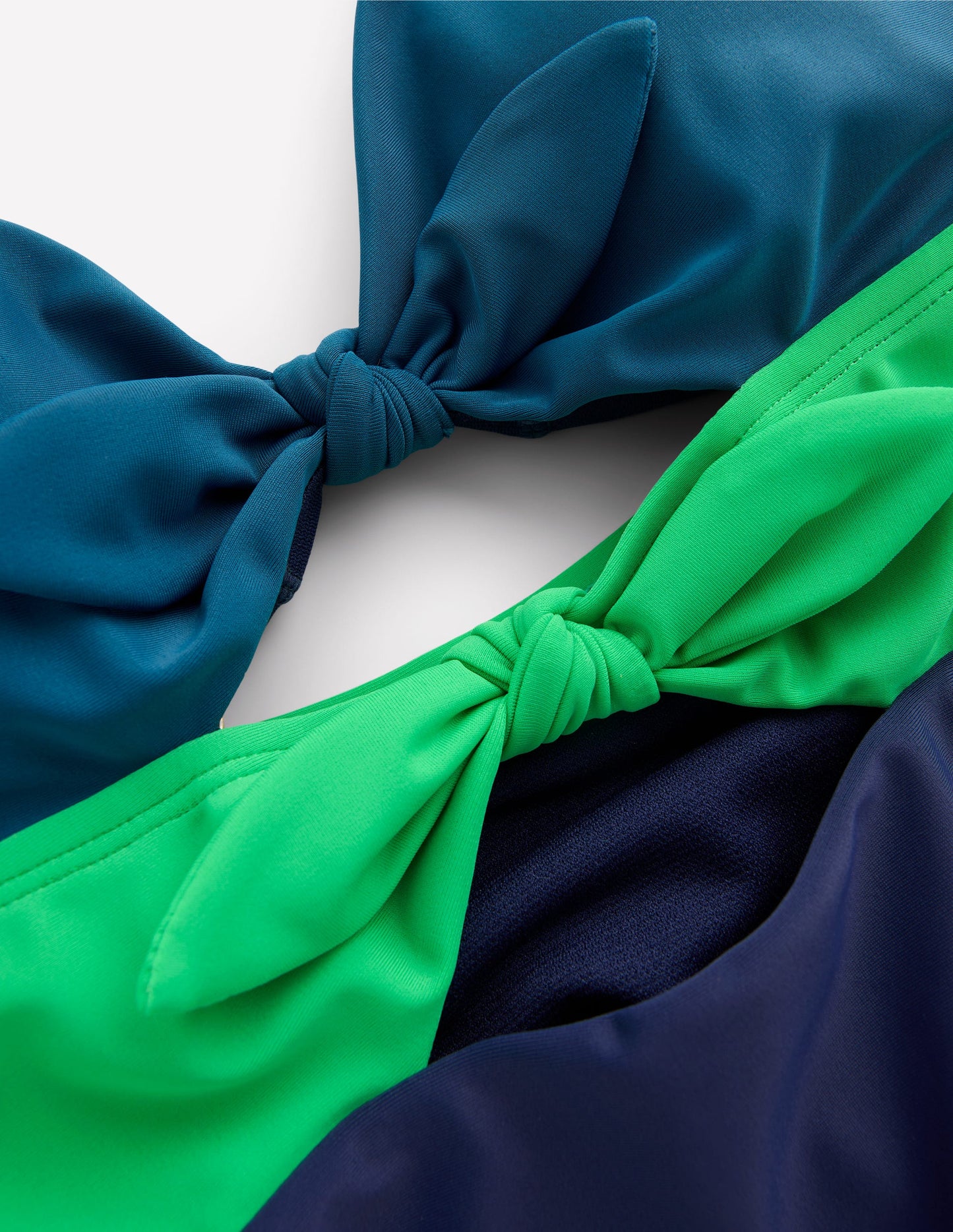 Badeanzug mit Bindeband vorne-Marineblau/Leuchtendes Grün/Blau