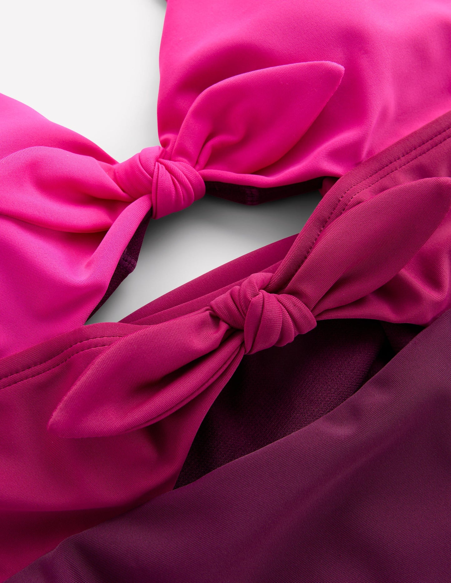 Badeanzug mit Bindeband vorne-Apfelbeere/ Rosa