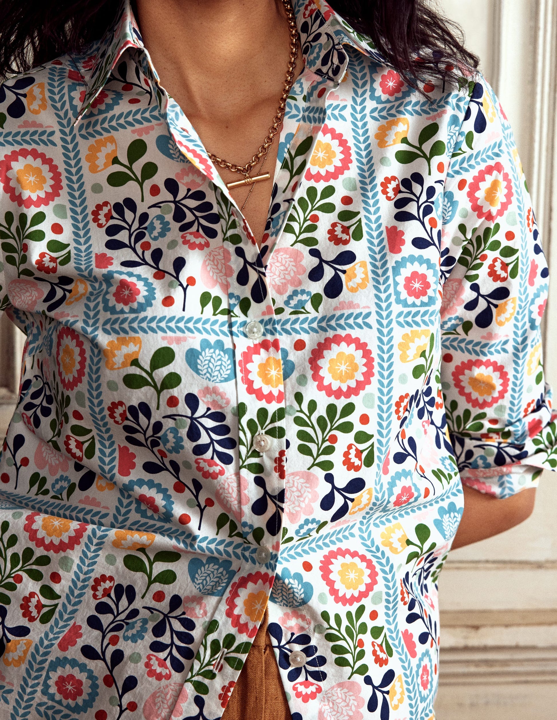 Sienna Baumwollhemd-Bunt, Weinrebenkachel-2