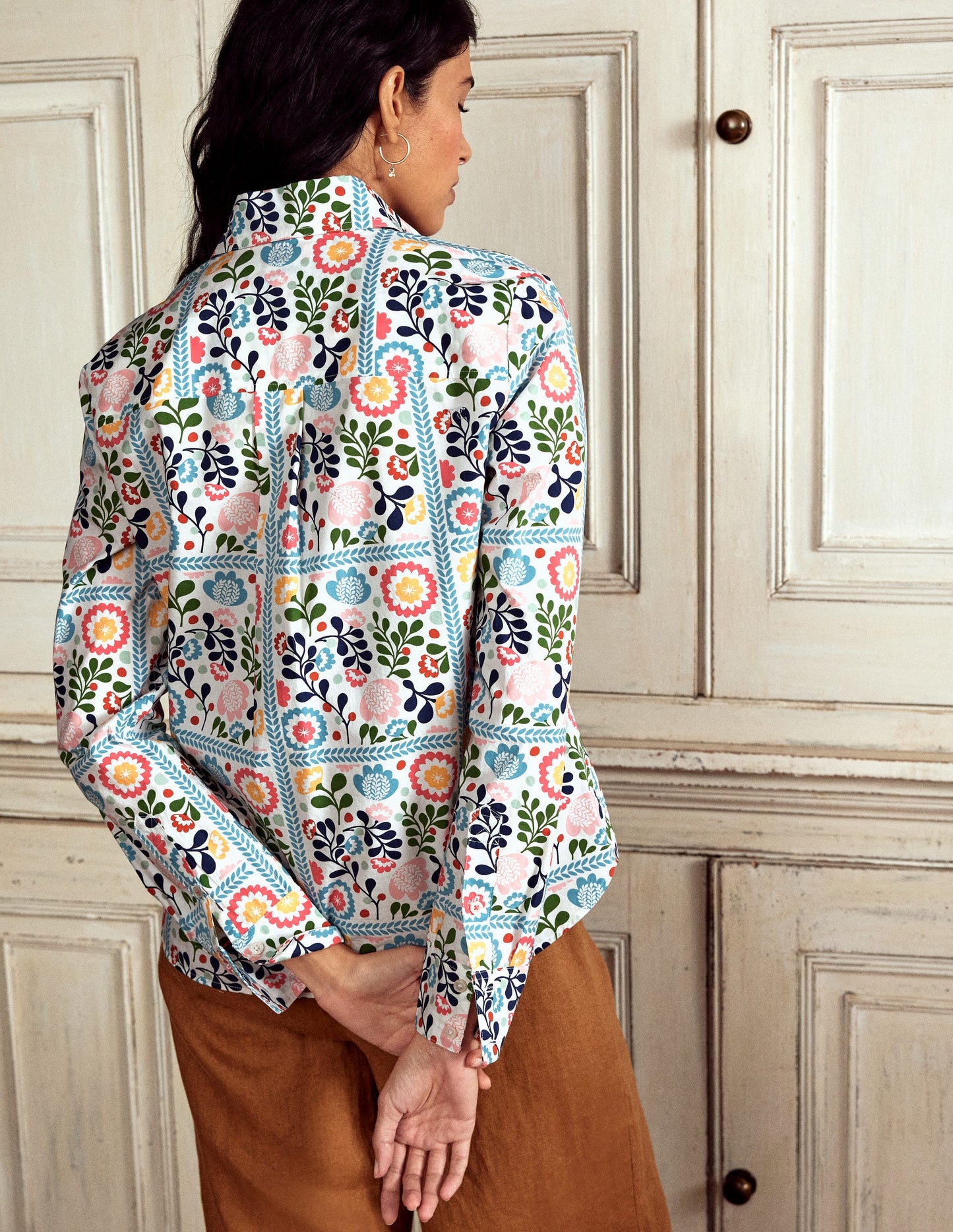 Chemise Sienna en coton-Multi, motif Vine Tile