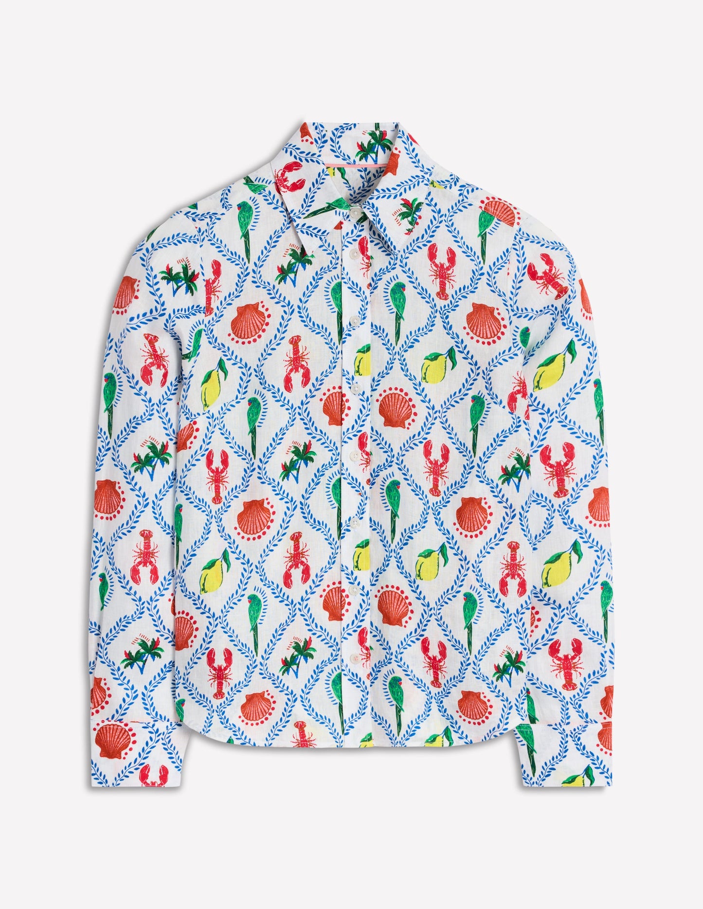 Chemise Sienna en lin-Motif Tropical Bonanza ivoire