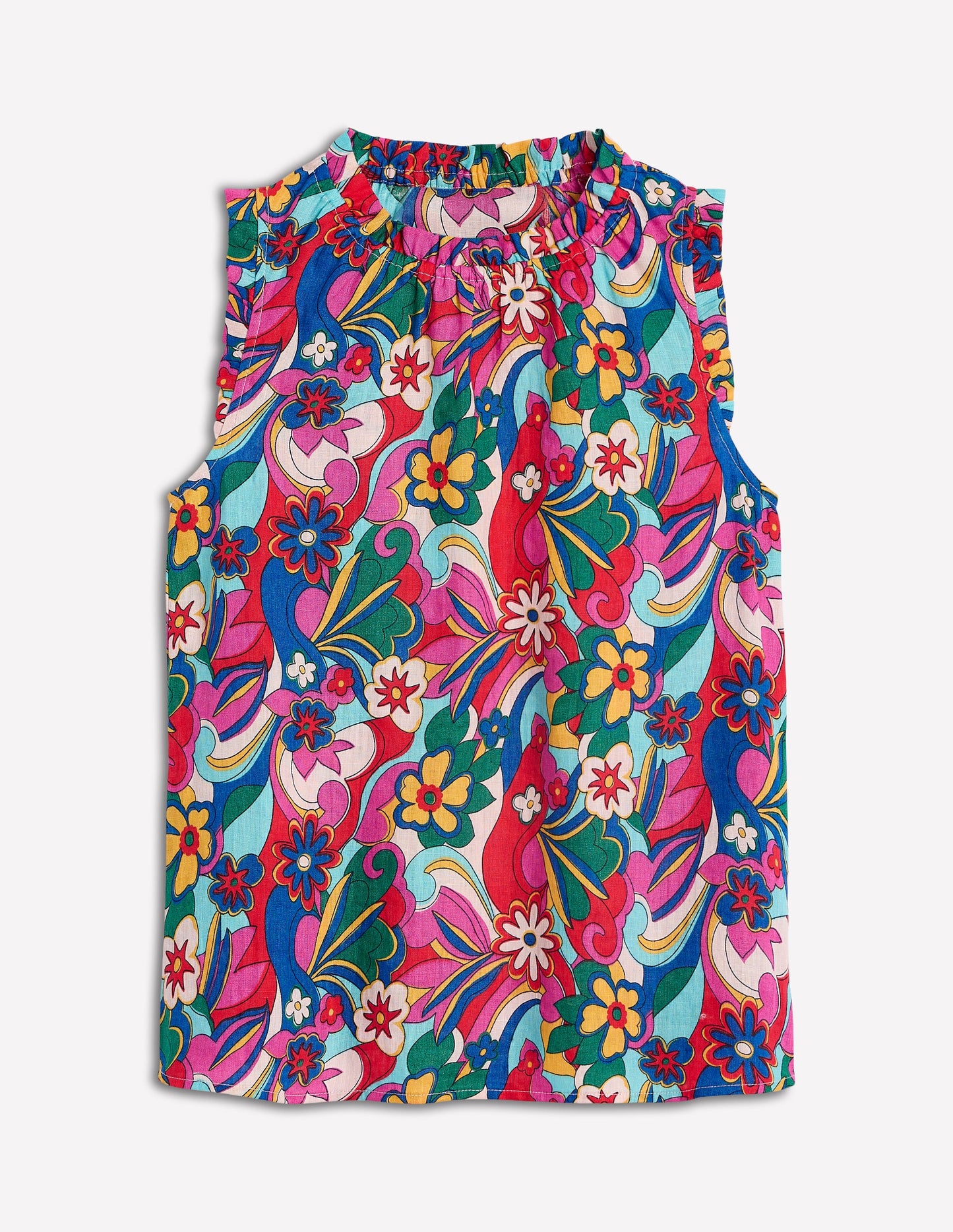 Sophie Leinenoberteil mit Rüschen-Bunt, Blühender Pepp