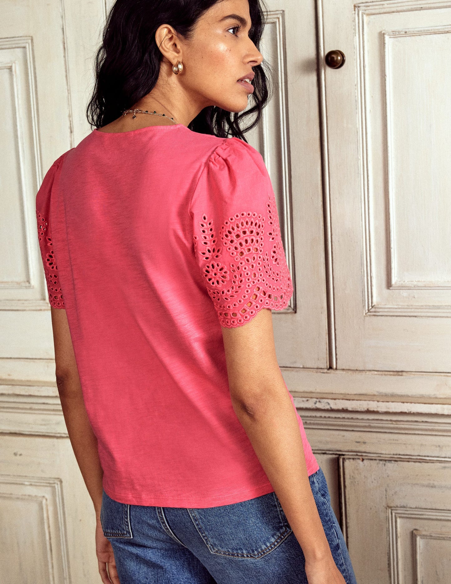Isabel Broderie Top-Rose Pink