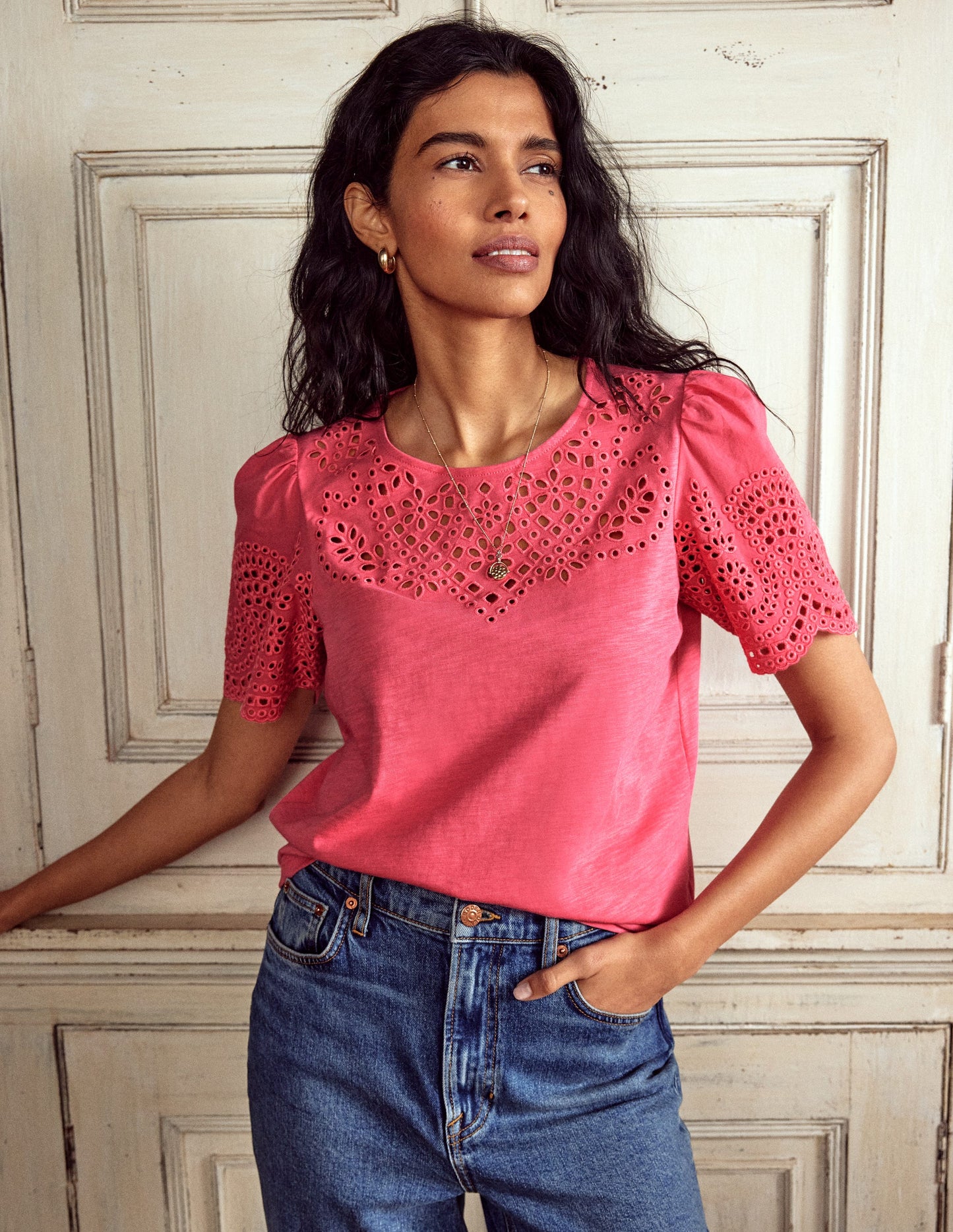 Isabel Broderie Top-Rose Pink